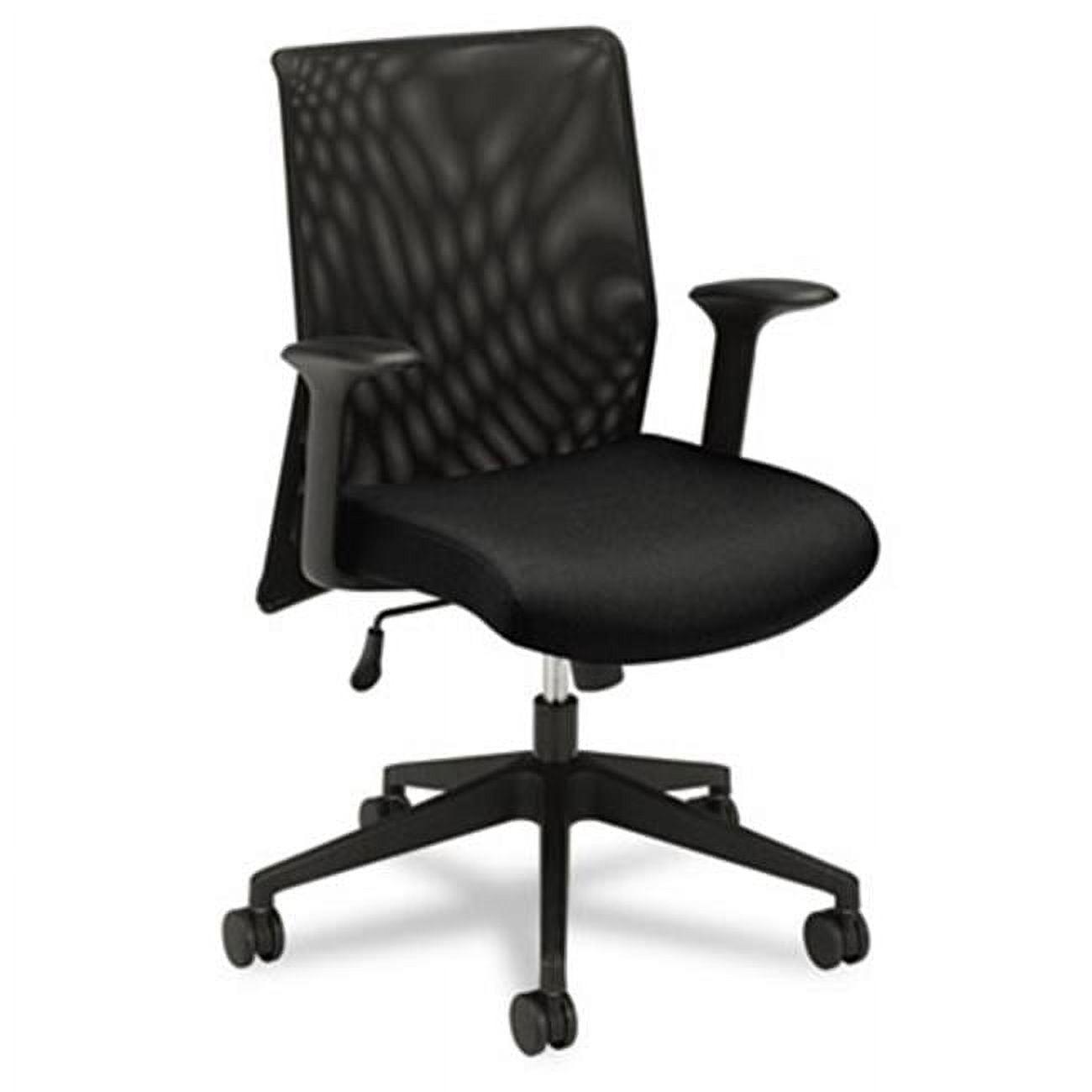 High-Back Black Mesh Fabric Swivel Task Chair