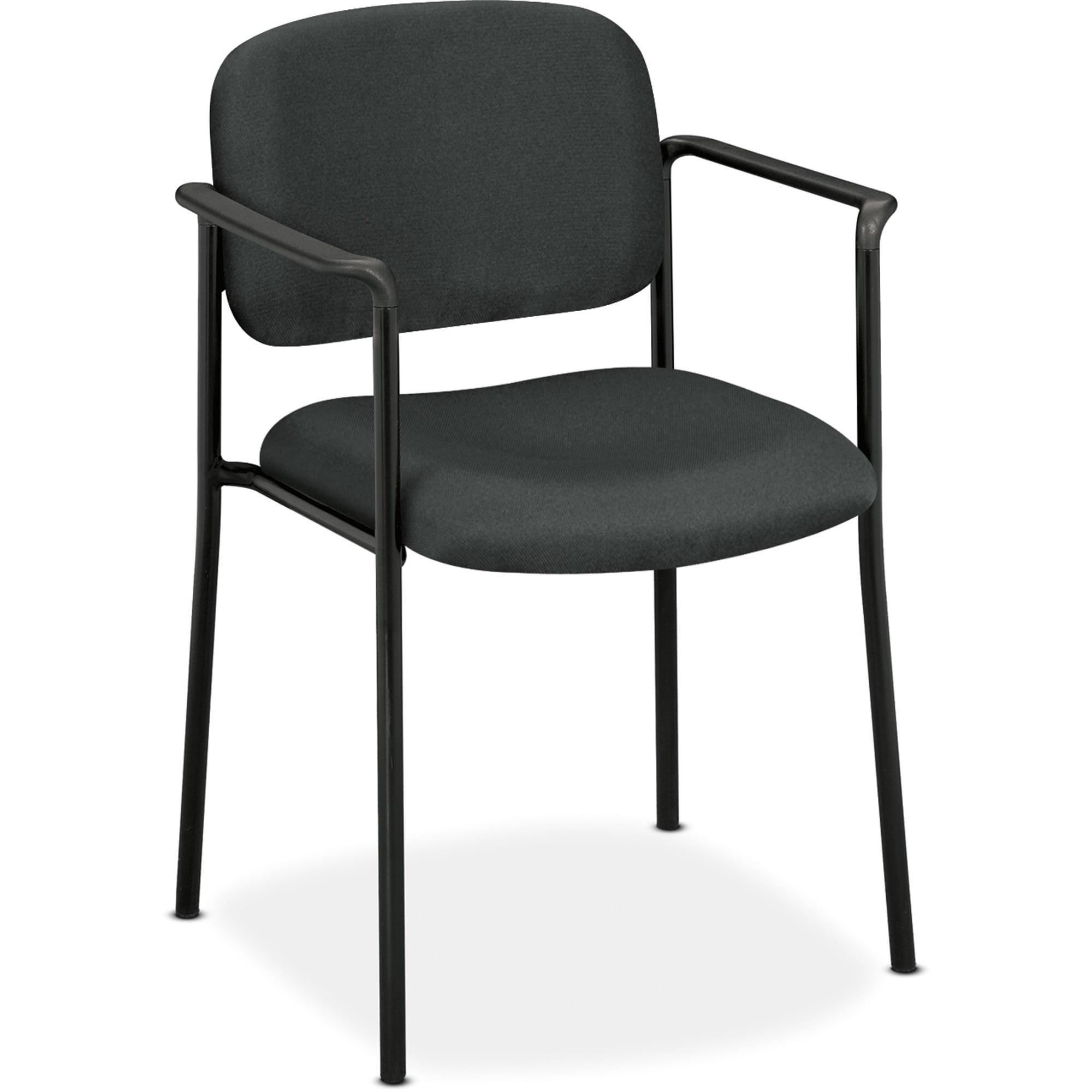 Contemporary Charcoal Fabric Guest Chair with Metal Frame