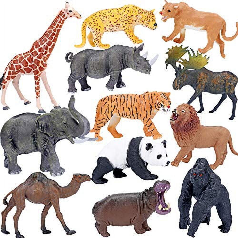 bolzra 6.3'' Birthday Wild Zoo Animals Figurine, Set of 12