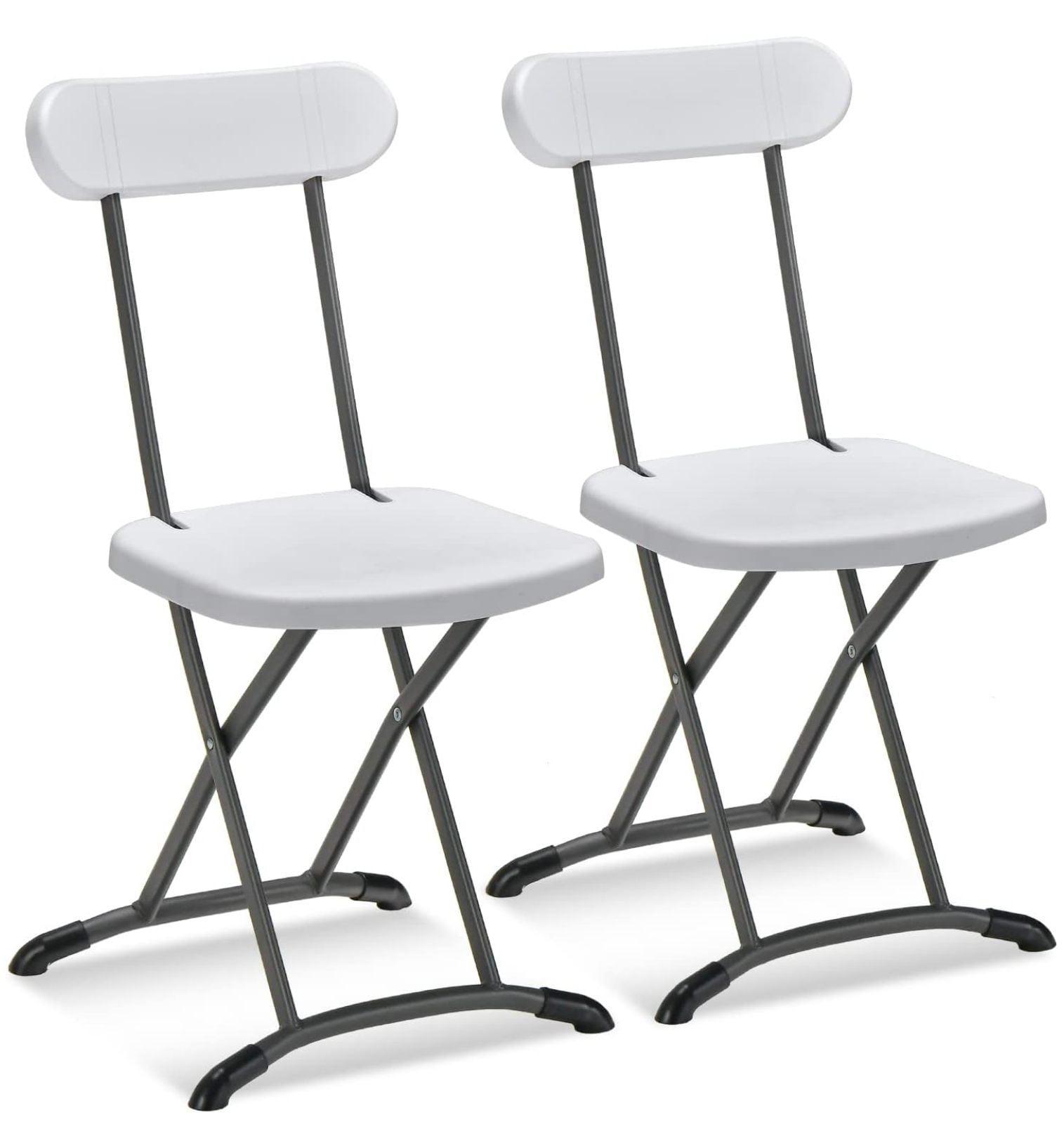 Costway 2-Pack Folding Chair with Metal Curved Feet Wide Seat & Ergonomic Backrest Black/White