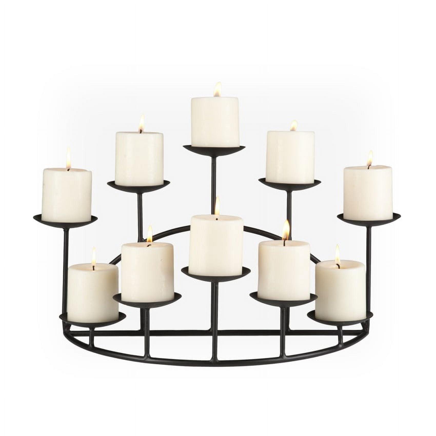 Transitional Matte Black Wrought Iron 10-Platform Candelabra