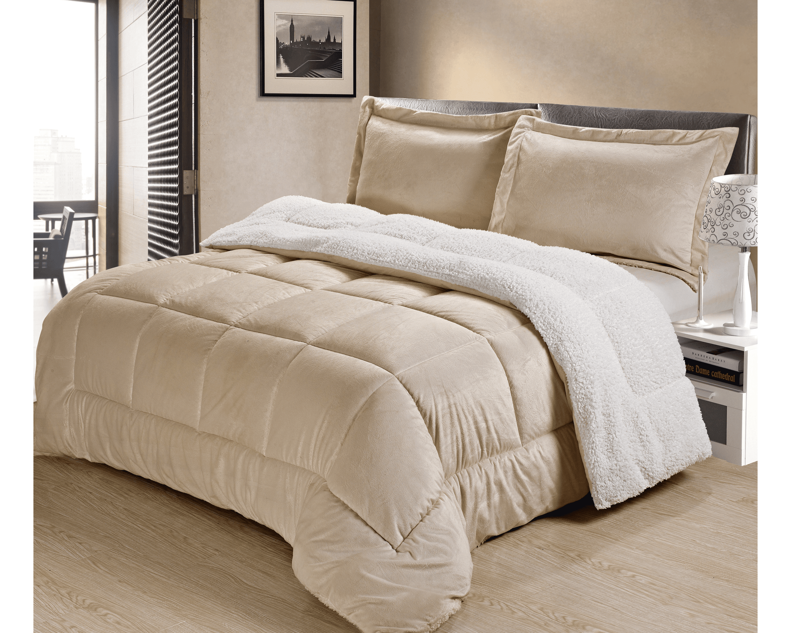 Ultra Plush Reversible Micro-Mink and Sherpa 3-Piece Comforter Set