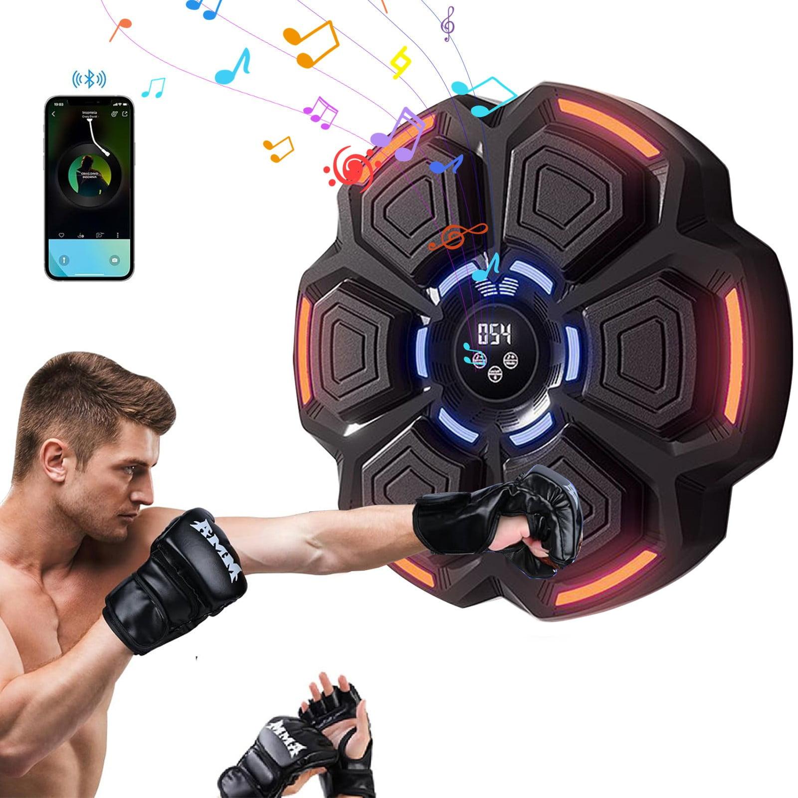 Music Boxing Machine for Adults : Smart Bluetooth Wall Mounted Punching Trainer with Gloves - Interactive Boxing Target - Workout Boxing Equipment for Home Gym Office
