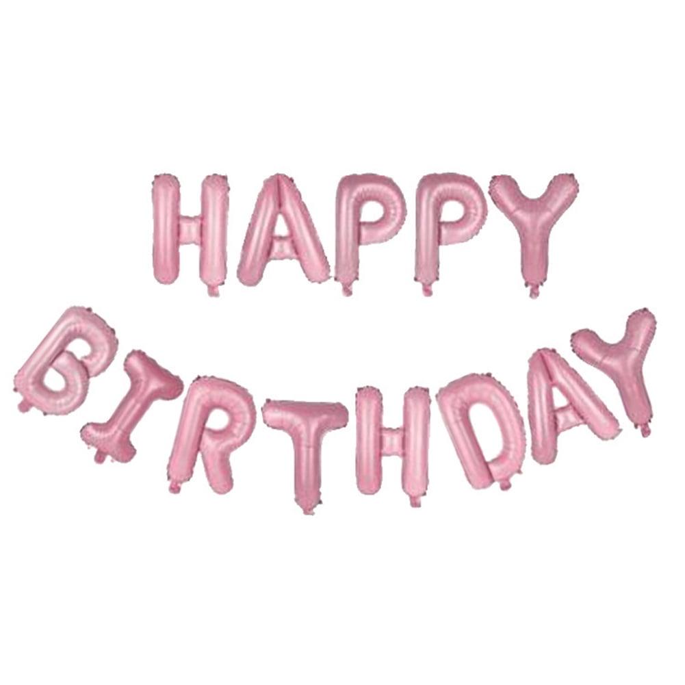 Pink 16-Inch Happy Birthday Foil Balloon Banner