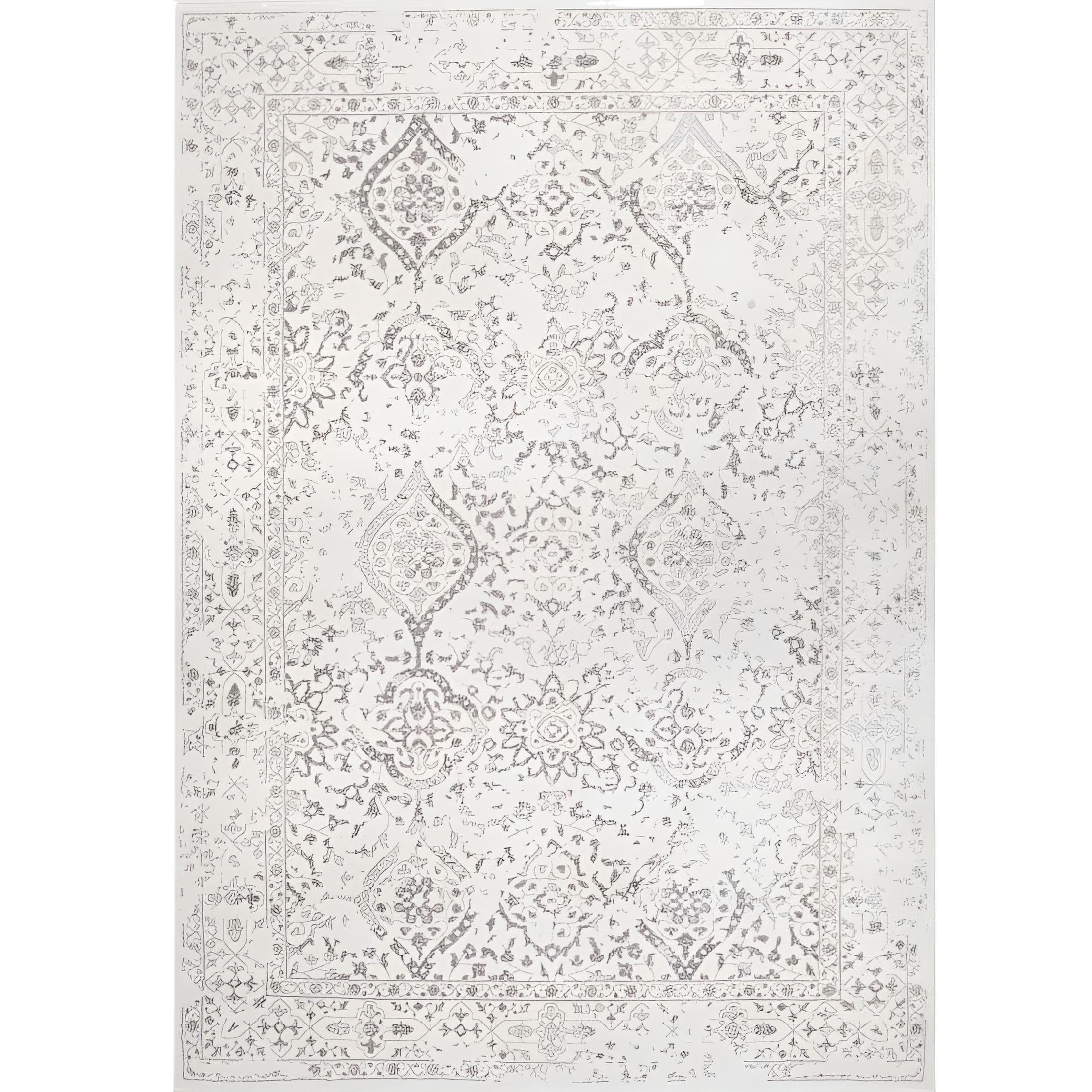 Ivory Rectangular 5' x 7' Non-slip Synthetic Boho Rug