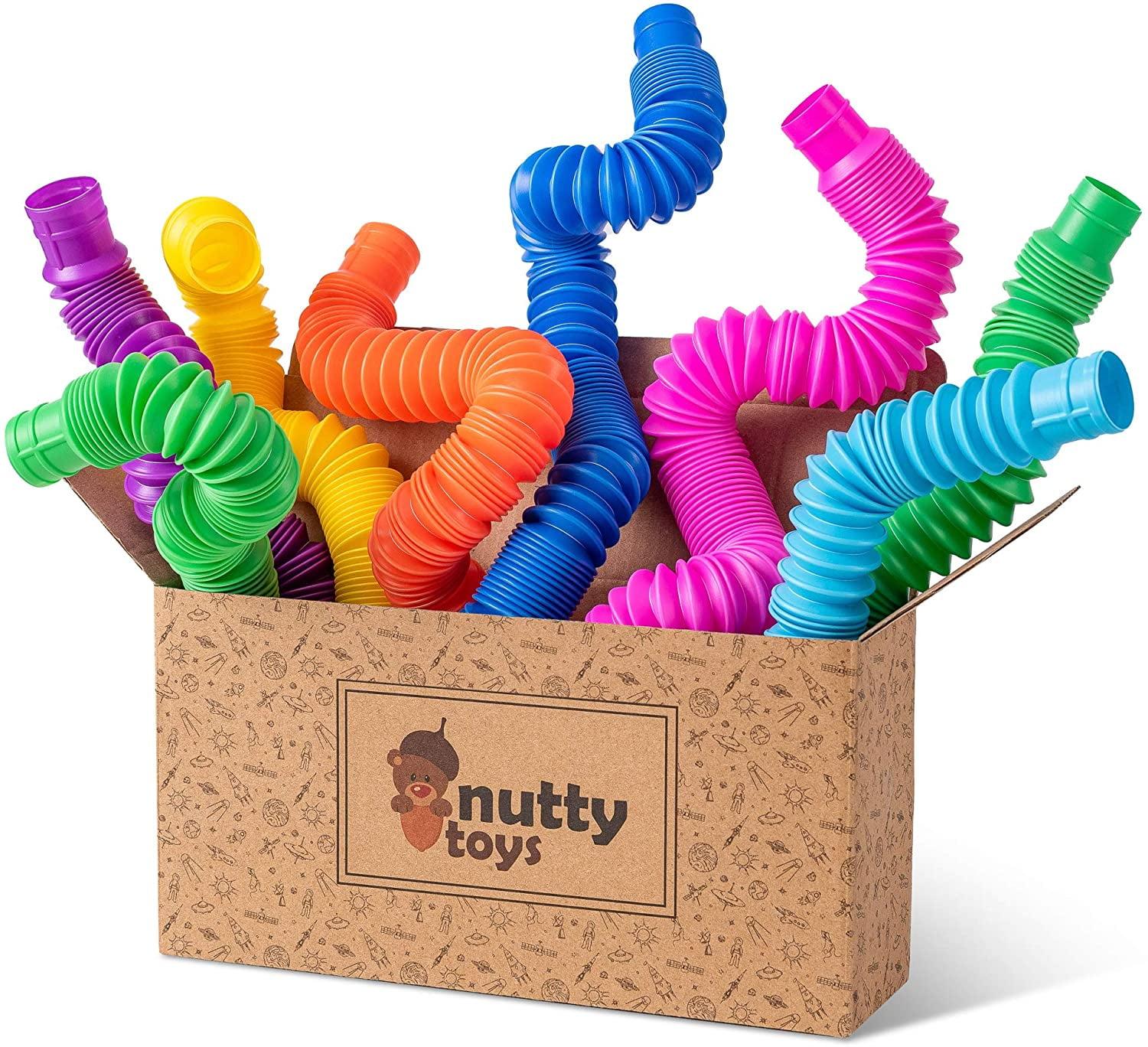 Nutty Toys Large Multicolor BPA-Free Plastic Pop Tubes