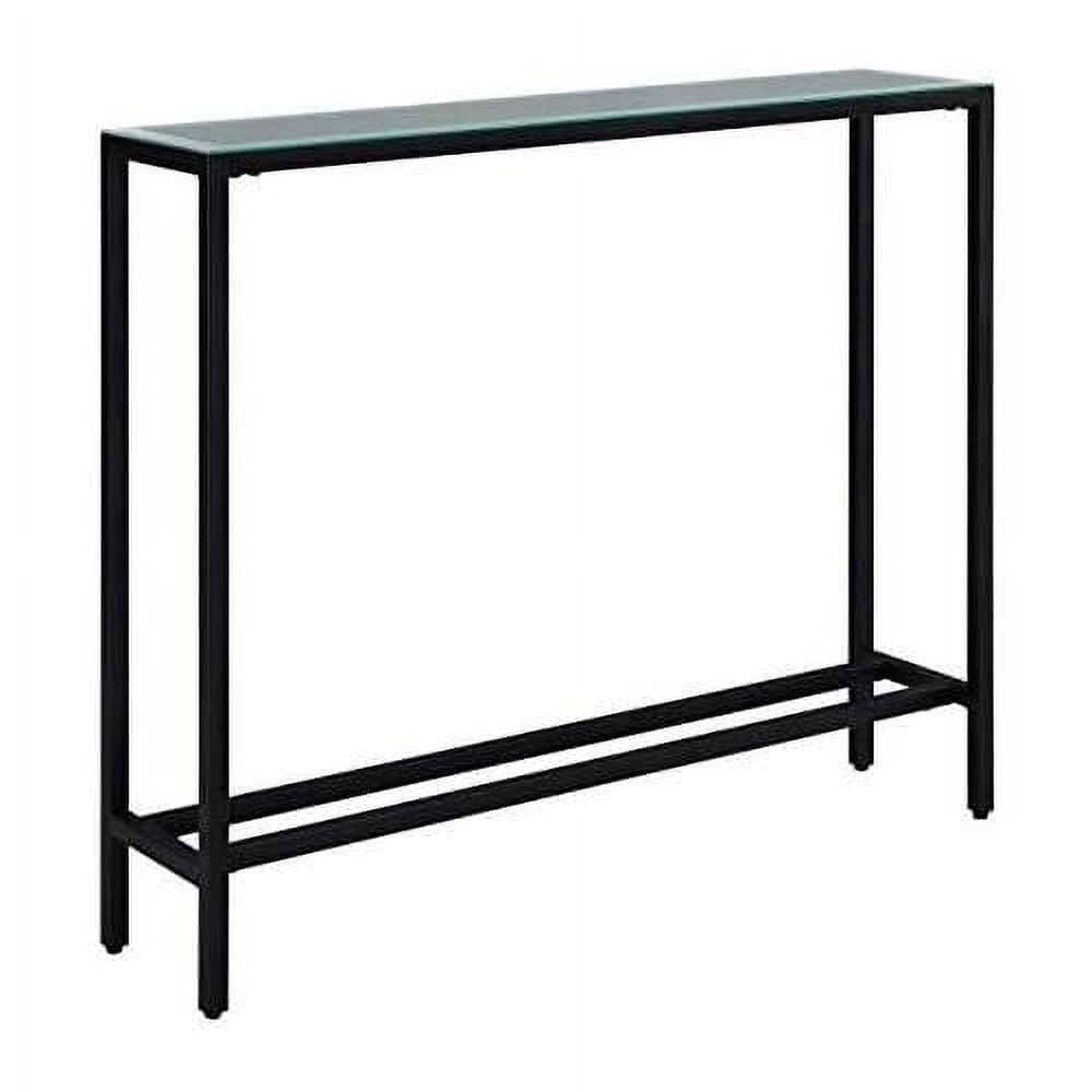 Darrin Slim Transitional Mirrored Console Table in Black