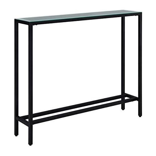 SEI Furniture Darrin 56" Glass Top Console Table in Black