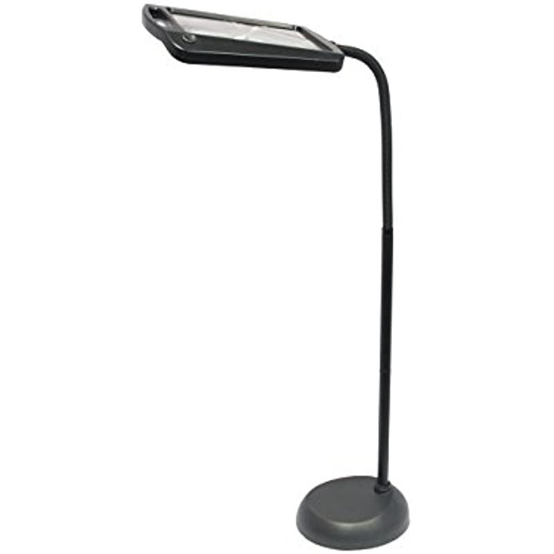 DAYLIGHT24 Floor Standing Magnifying Glass with Light and Stand Full Page Magnifier for Reading, Lighted Crafting Magnifier - Black