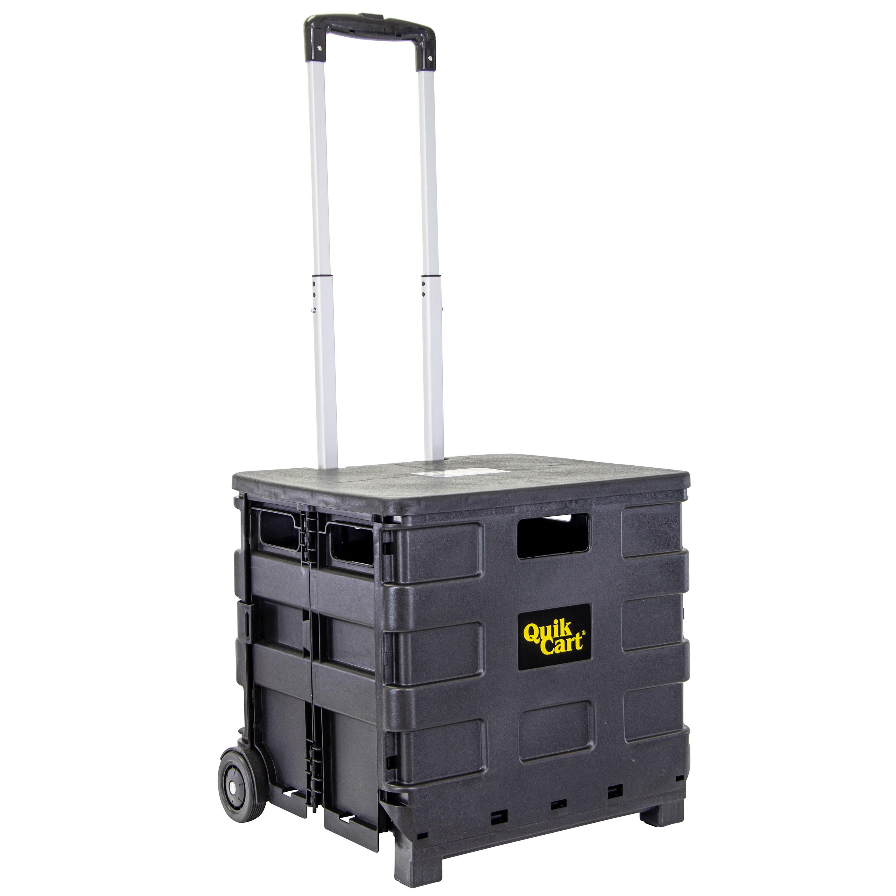 dbest products Quik Cart Sport Collapsible Rolling Crate on Wheels for Teachers Tote Basket 80 lbs Capacity, Made from Heavy Duty Plastic , Black