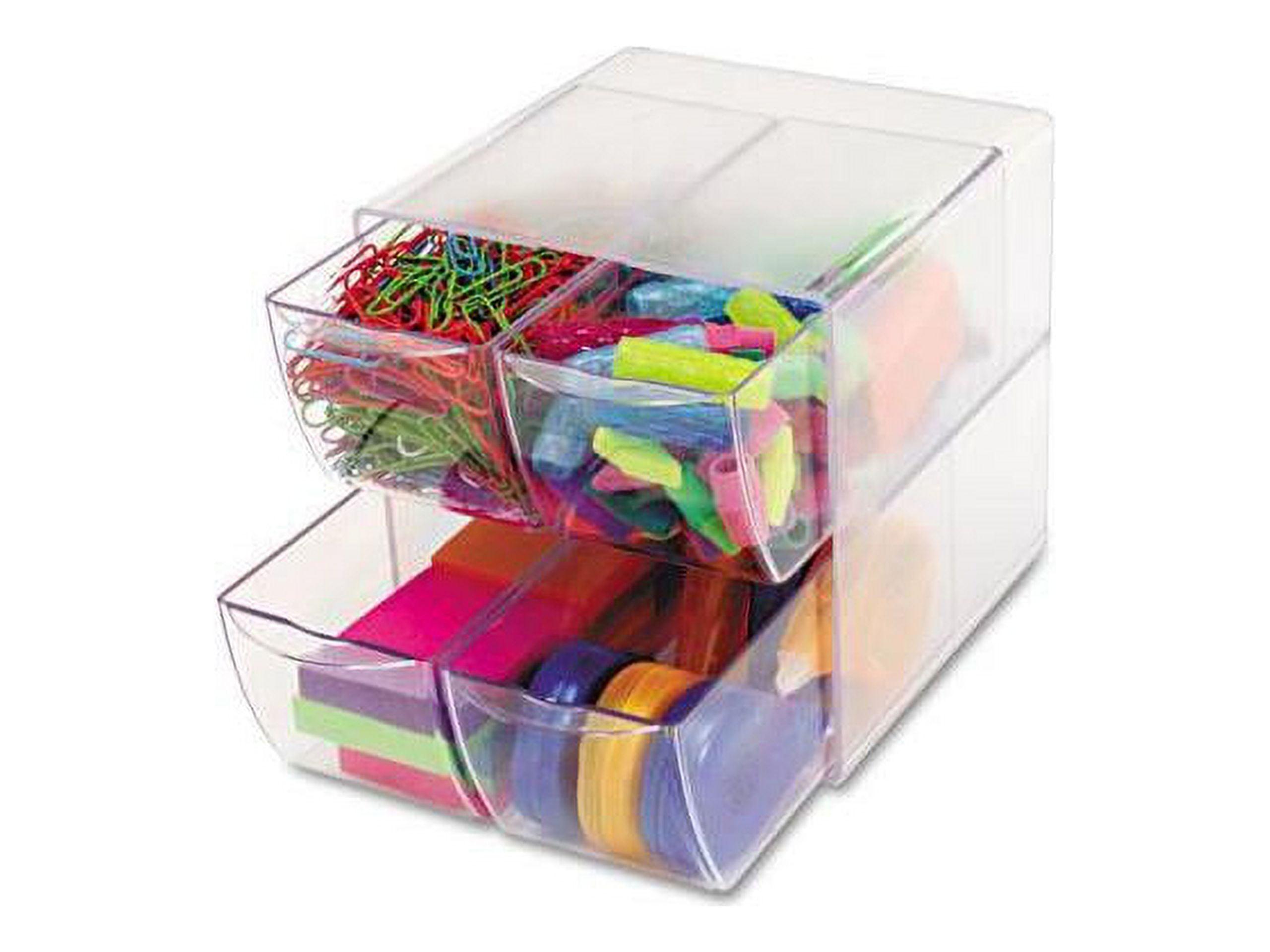 Clear Polystyrene 6" Stackable Desk Drawer Organizer Cube