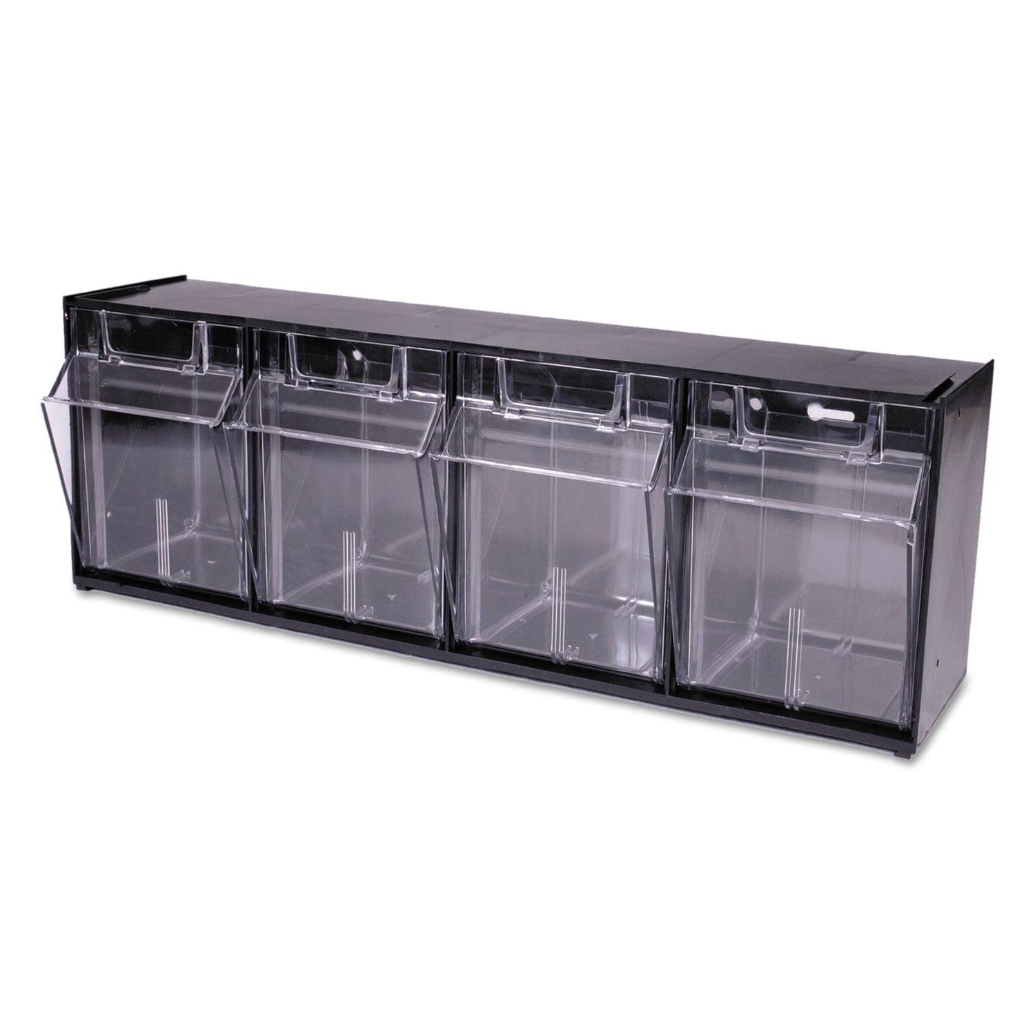 Black and Transparent 4-Compartment Plastic Box Organizer