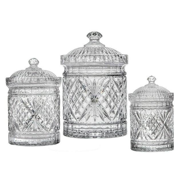 Godinger Silver Art Co Dublin Crystal 3 Piece Kitchen Canister Set
