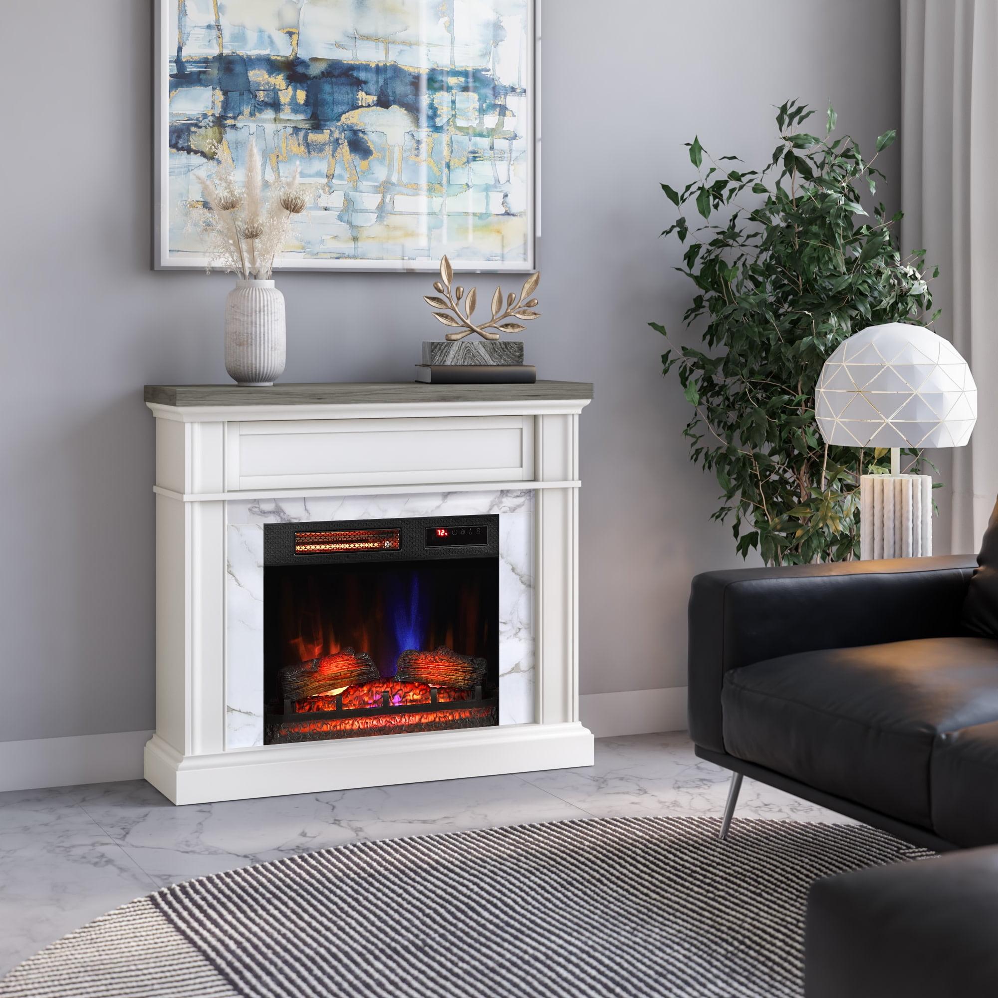 duraflame Wall Mantel Electric Fireplace, Bright White