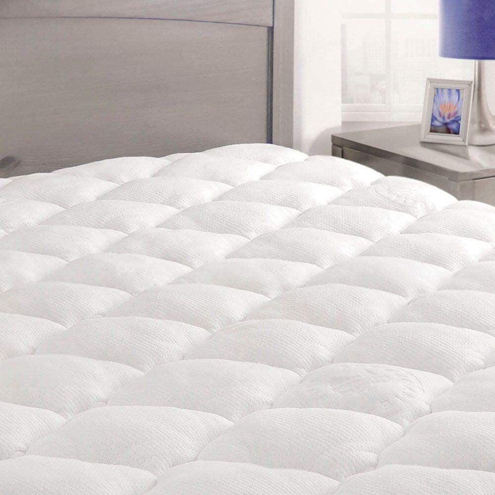 Queen Off-White Bamboo Cooling Mattress Pad