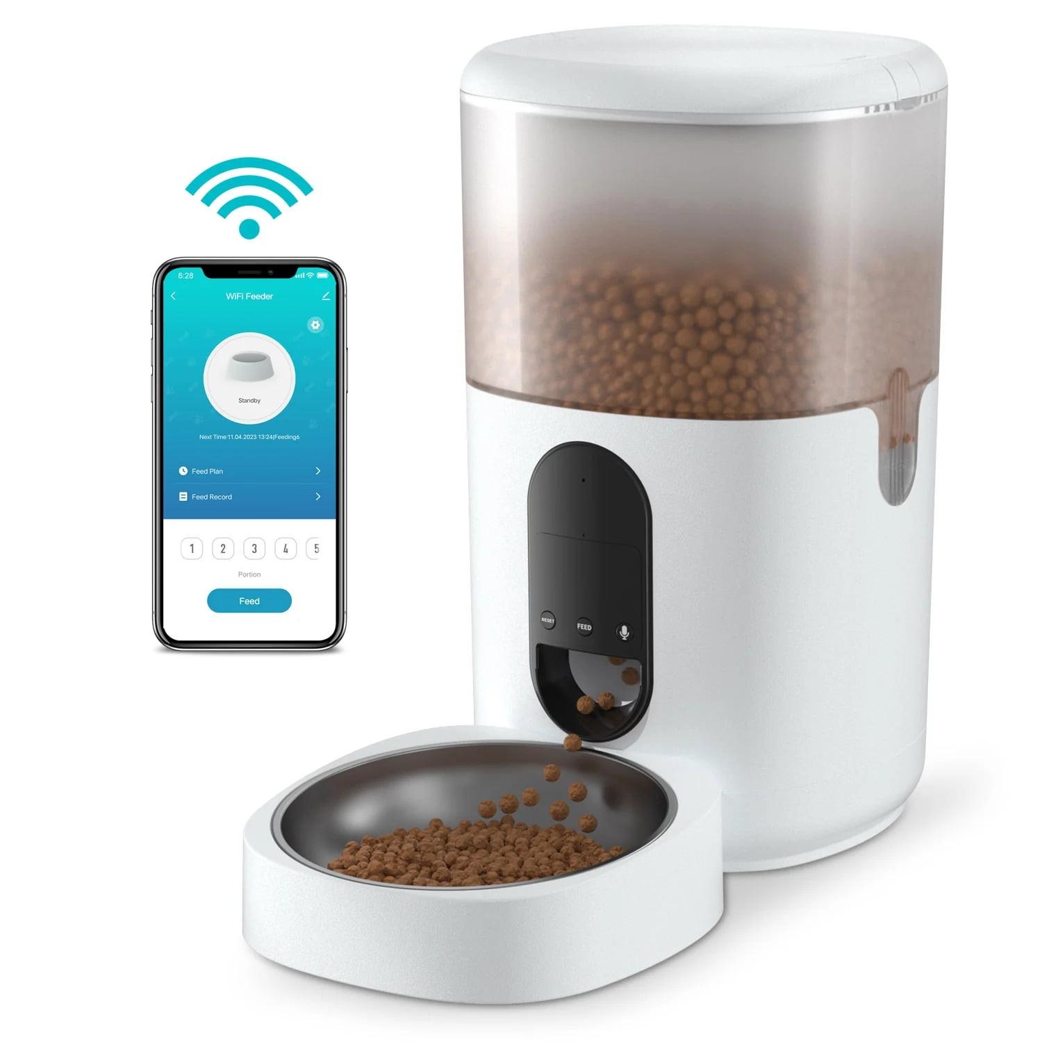 WiFi Smart Automatic Pet Feeder with Stainless Steel Bowl