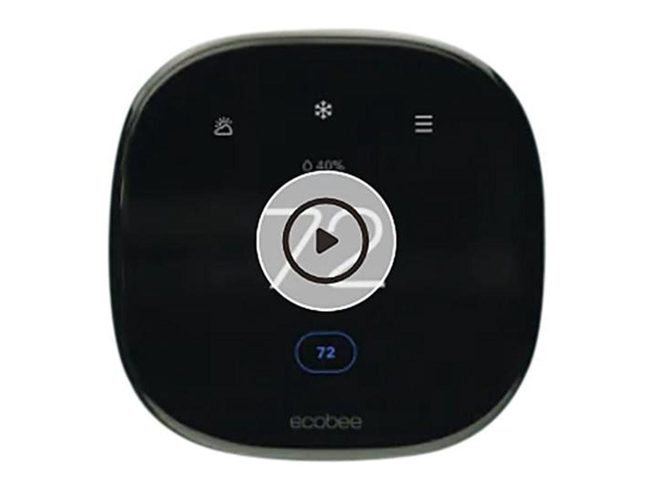 Black Square Smart Touchscreen Thermostat with WiFi and Voice Control