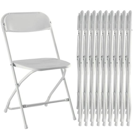 edx 10-Pack Folding Chair, Indoor Portable, Stackable for Events, Offices, Weddings and Restaurants, White