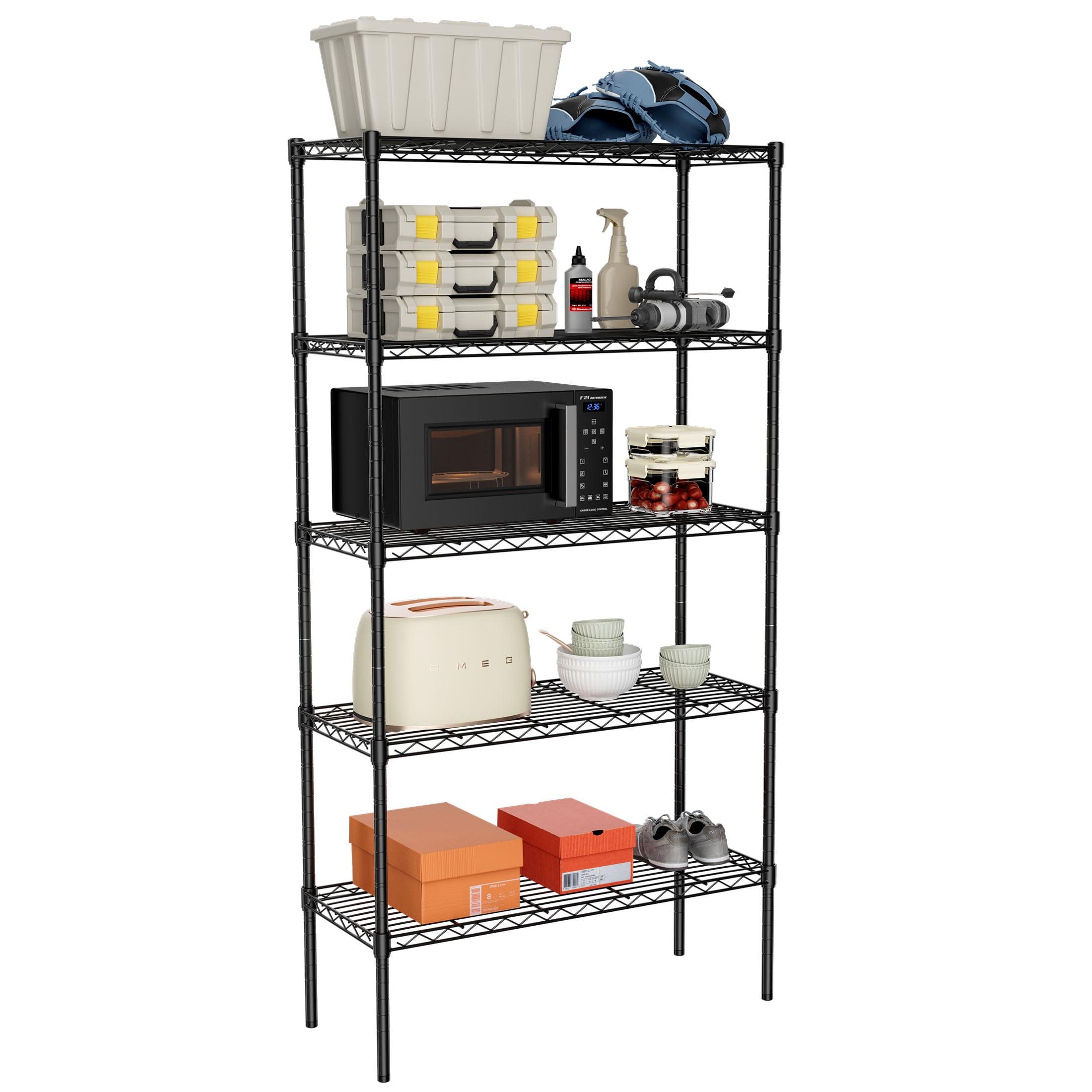 Black Adjustable 5-Tier Metal Wire Shelving Unit