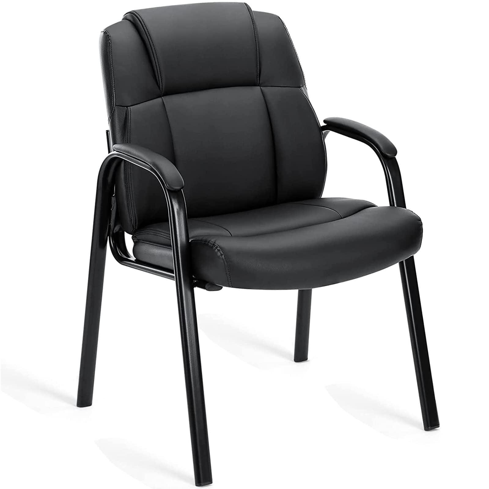 Black PU Leather Executive Guest Chair with Metal Frame