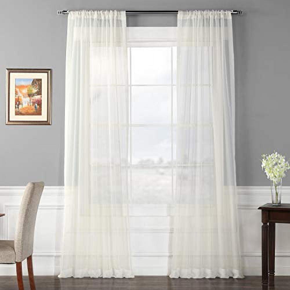 Off White Sheer Voile Rod Pocket Back Tab Curtains, 50 x 84 in