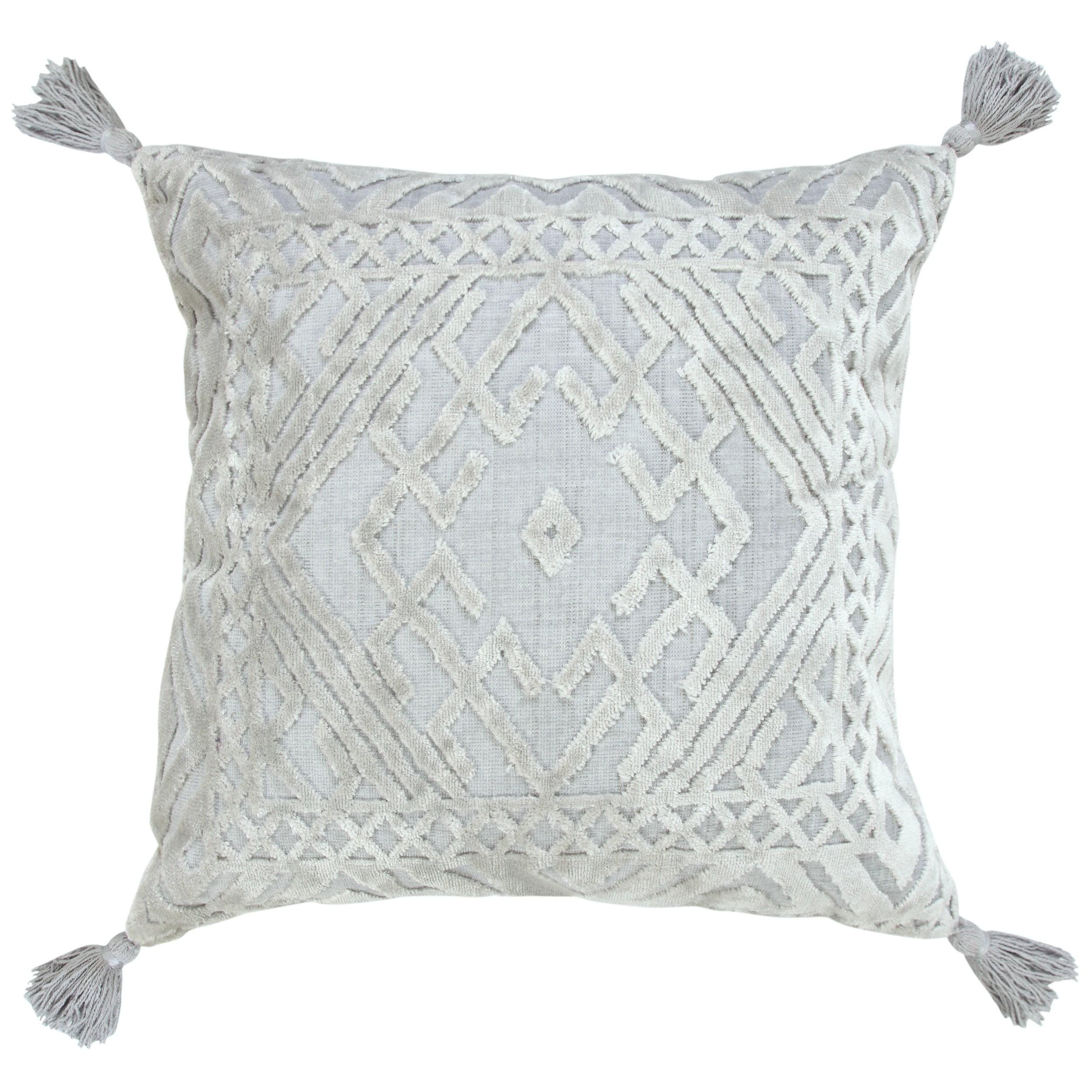 Silver Gray Textured Diamond 20" Square Throw Pillow Set