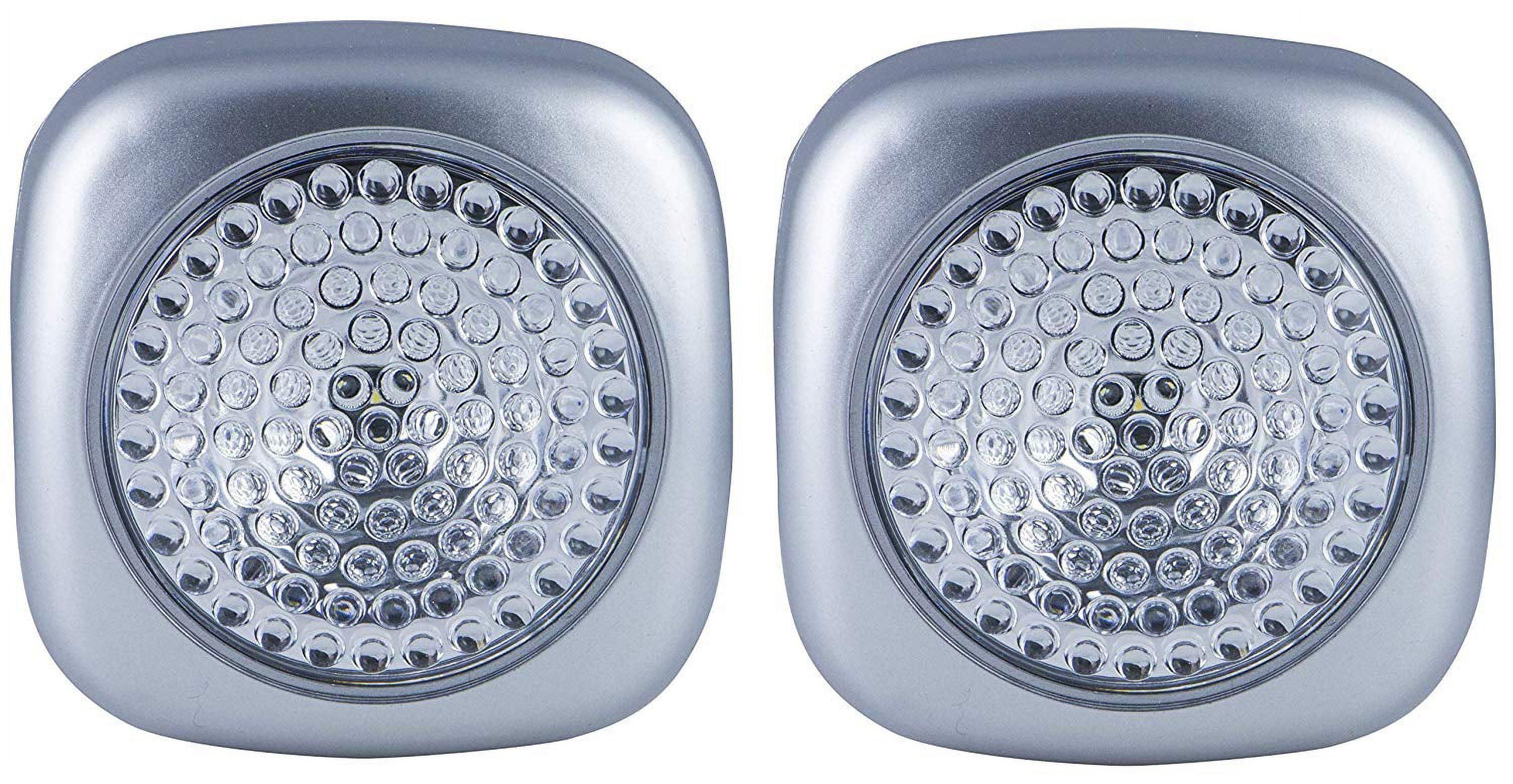 Energizer 2pk LED Tap Cabinet Lights: Battery-Powered Puck Light for Closets, Push Button, Silver, 7 Lumens