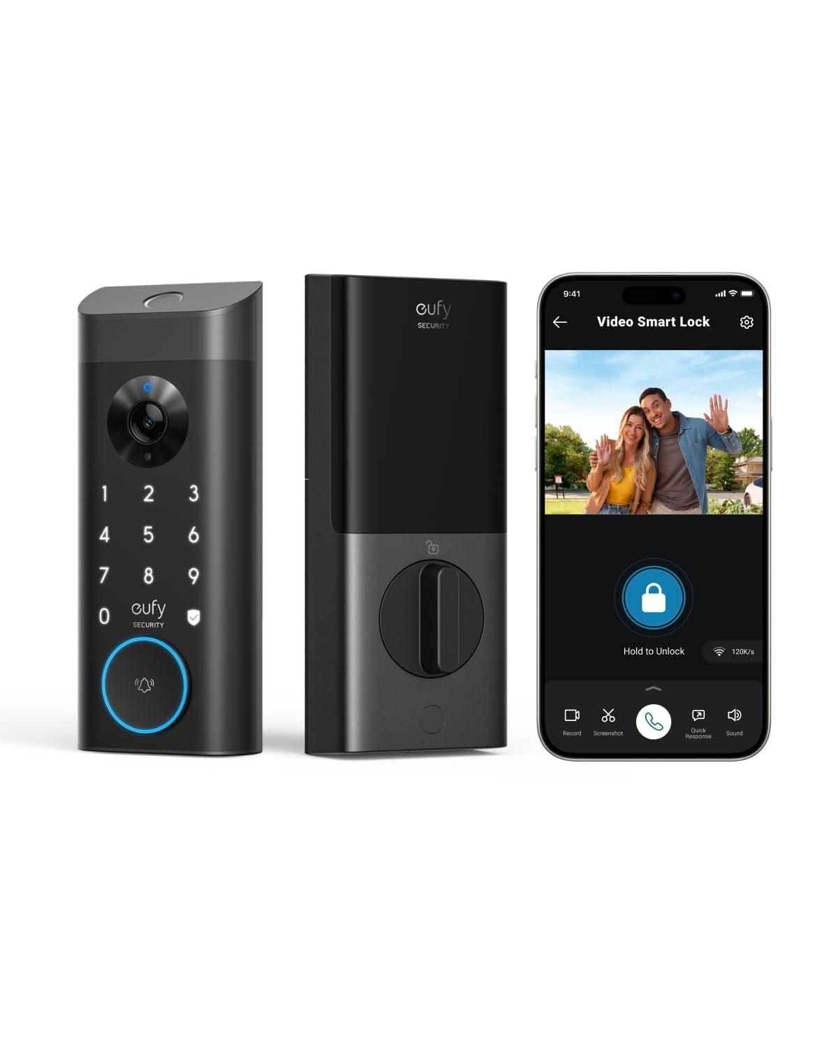 eufy Video Smart Lock E330, 3-in-1 Camera+Doorbell+Fingerprint Keyless Entry Door Lock, Smart Built-in Wi-Fi Deadbolt for Front Door, Auto Lock, App Remote Control, Easy Installation, No Monthly Fee