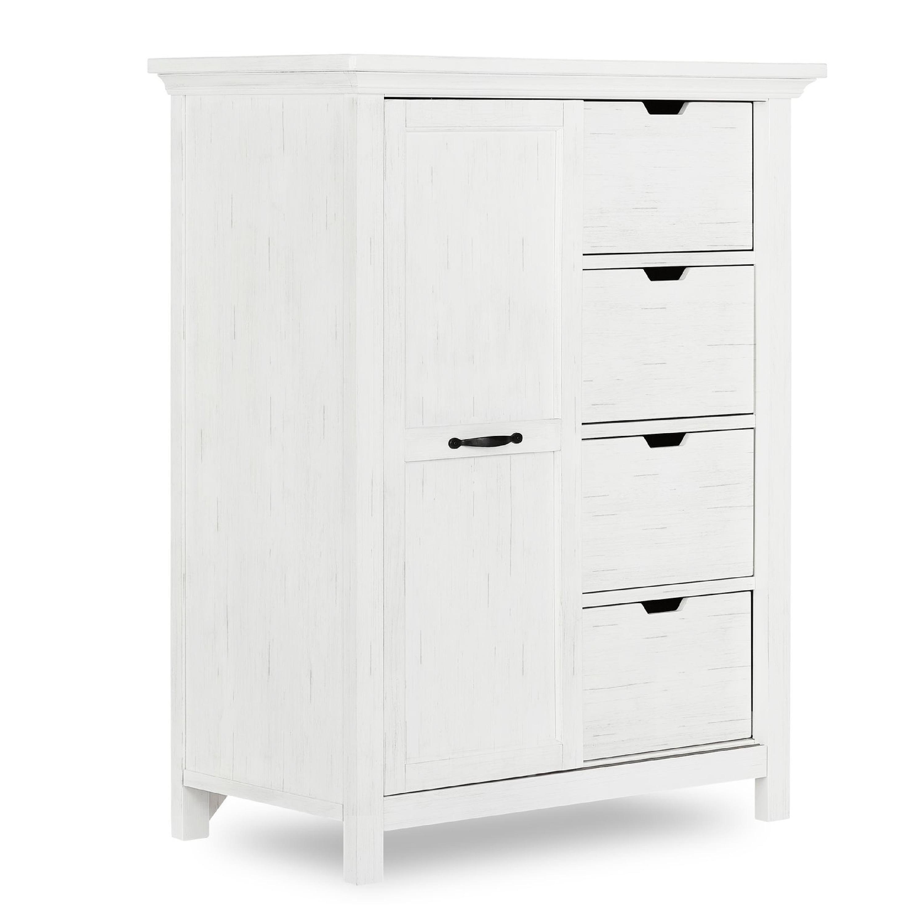 Weathered White Coastal Tall Chest with Dovetail Drawer