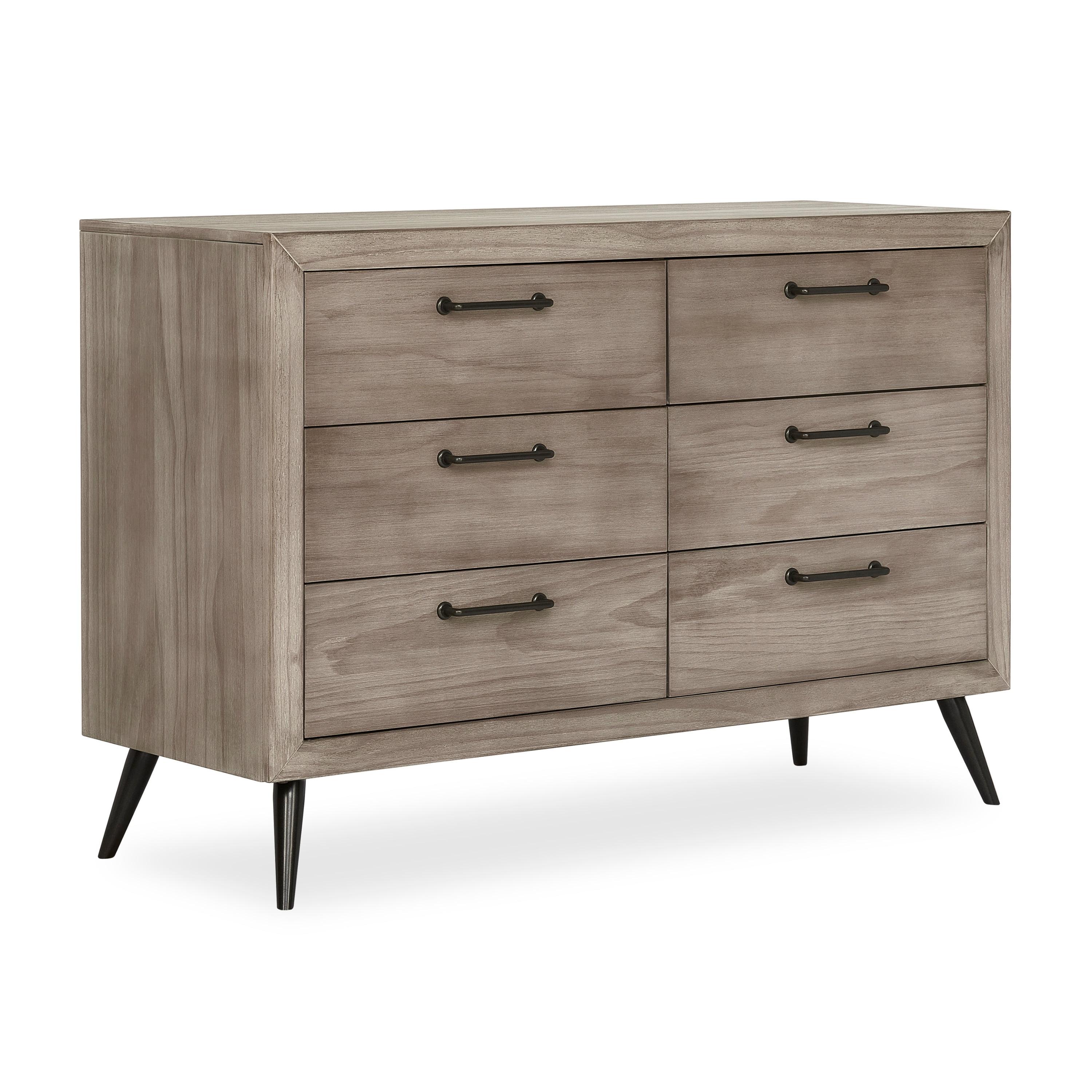 Windsor Oak Gray Mid-Century Double Dresser with Dovetail Drawers