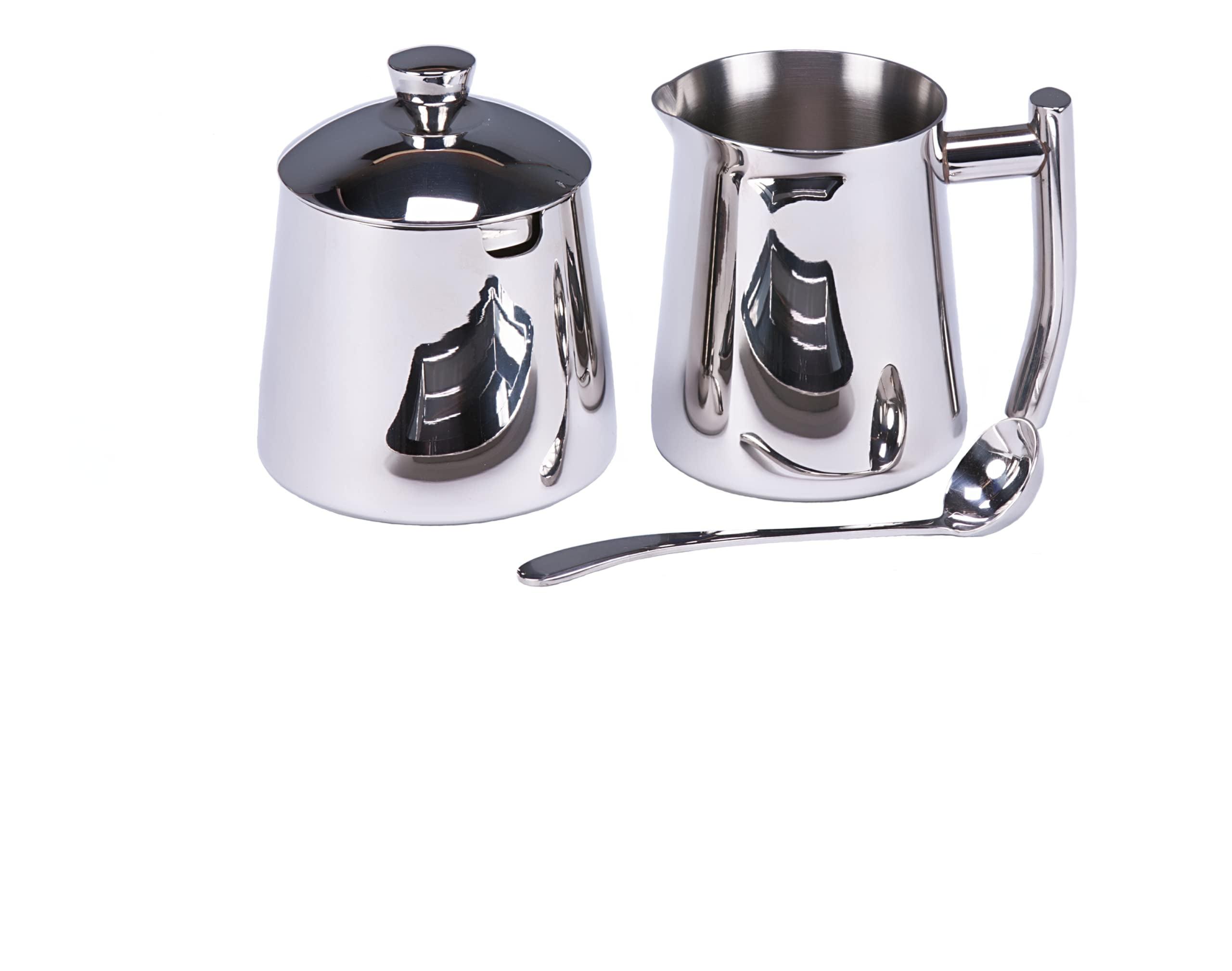 Frieling Stainless Steel Creamer and Sugar Bowl Set with Spoon