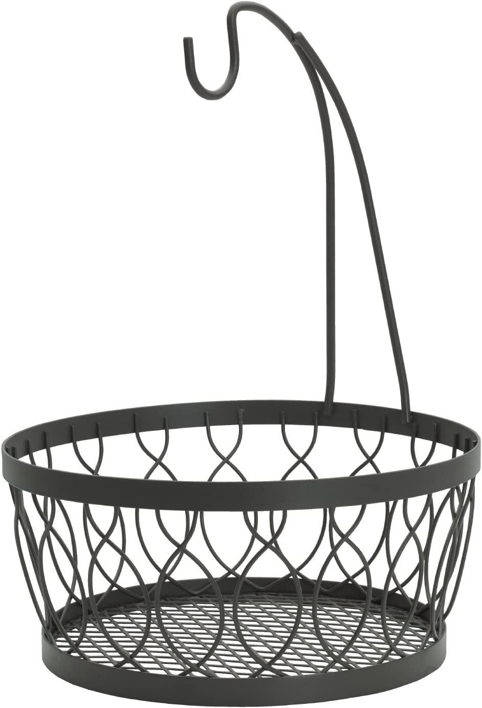 Rustic Black Steel Fruit Basket with Banana Hook