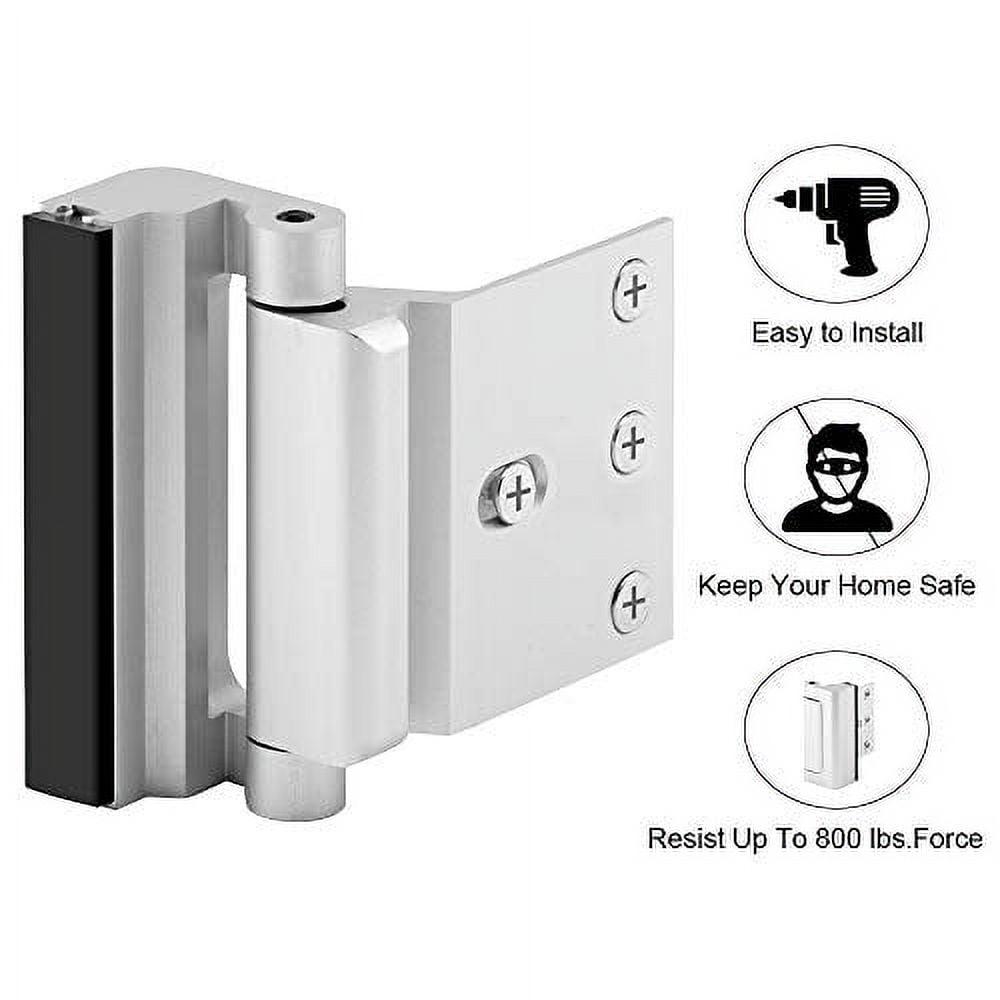 Silver Metal Home Security Door Lock with 3 Inch Stop