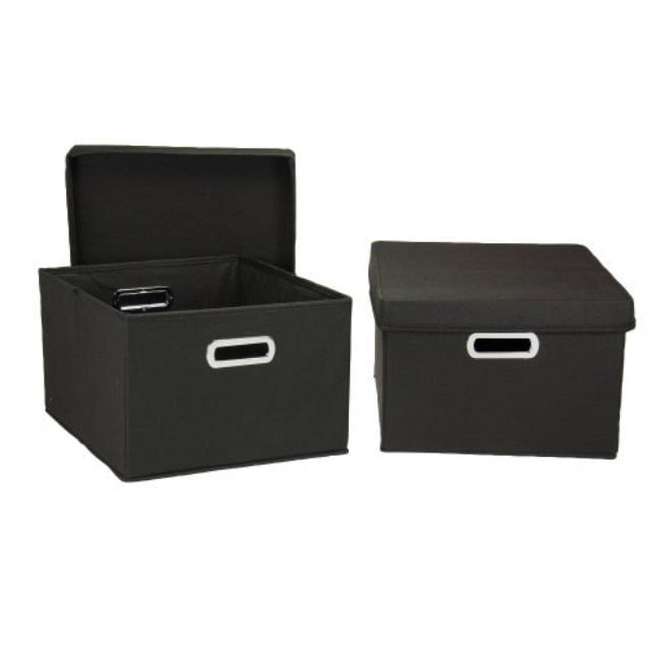 Black Fabric Collapsible Storage Boxes with Lids and Handles