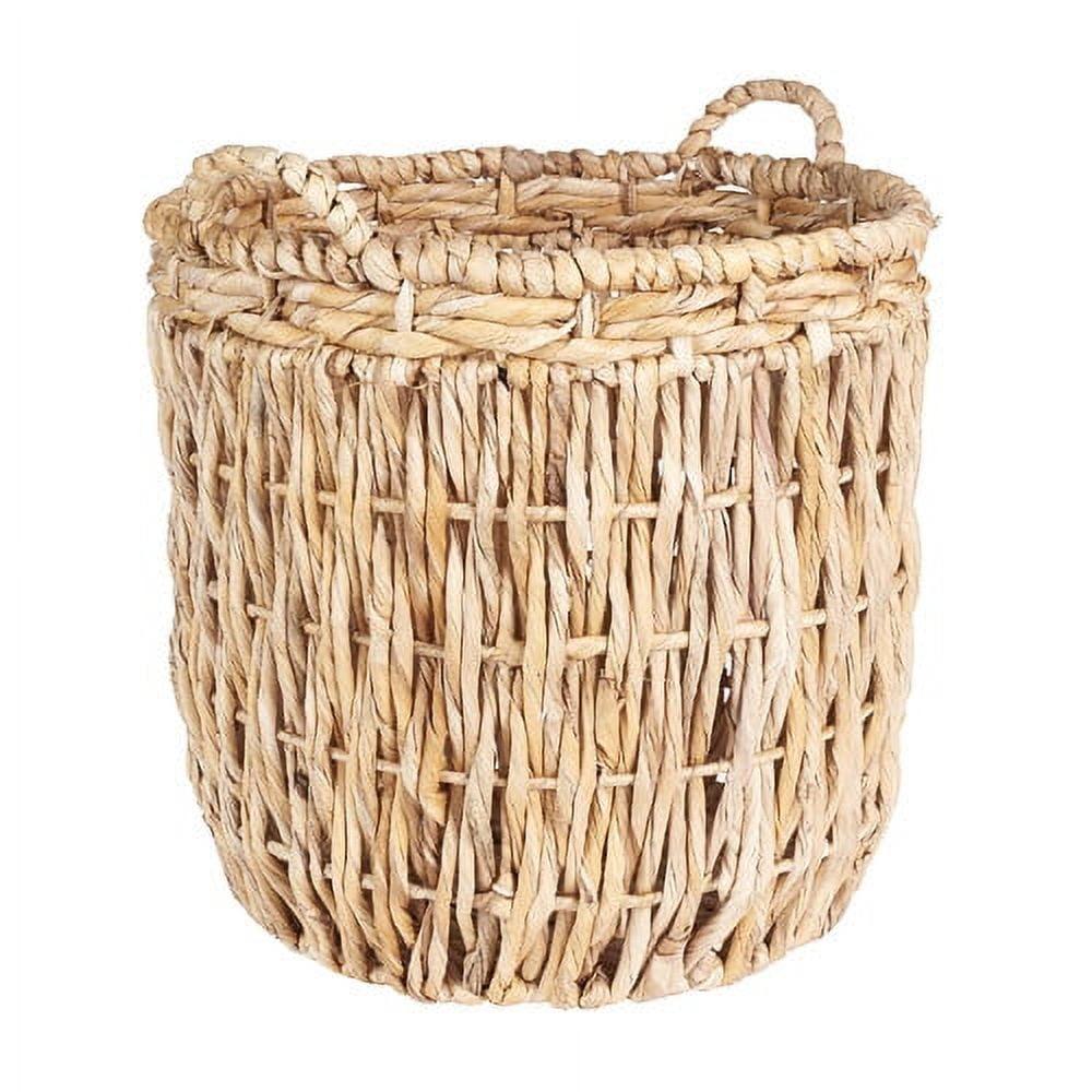 Tall Round Wicker Storage Basket with Contemporary Weave - 25" x 19"