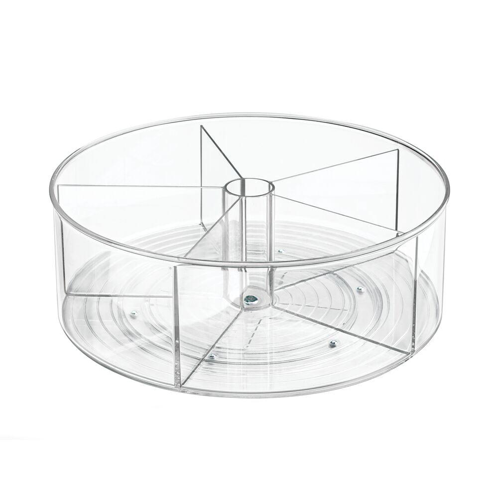 Clear Recycled Plastic Divided Lazy Susan Turntable Organizer, 11.5"