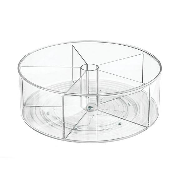 iDesign iDesign Recycled Plastic Divided Lazy Susan Turntable Organizer, Pantry, Bathroom, General Storage and More, The Linus Collection - 11.5", Clear
