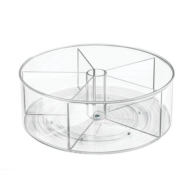 iDesign iDesign Recycled Plastic Divided Lazy Susan Turntable Organizer, Pantry, Bathroom, General Storage and More, The Linus Collection - 11.5", Clear