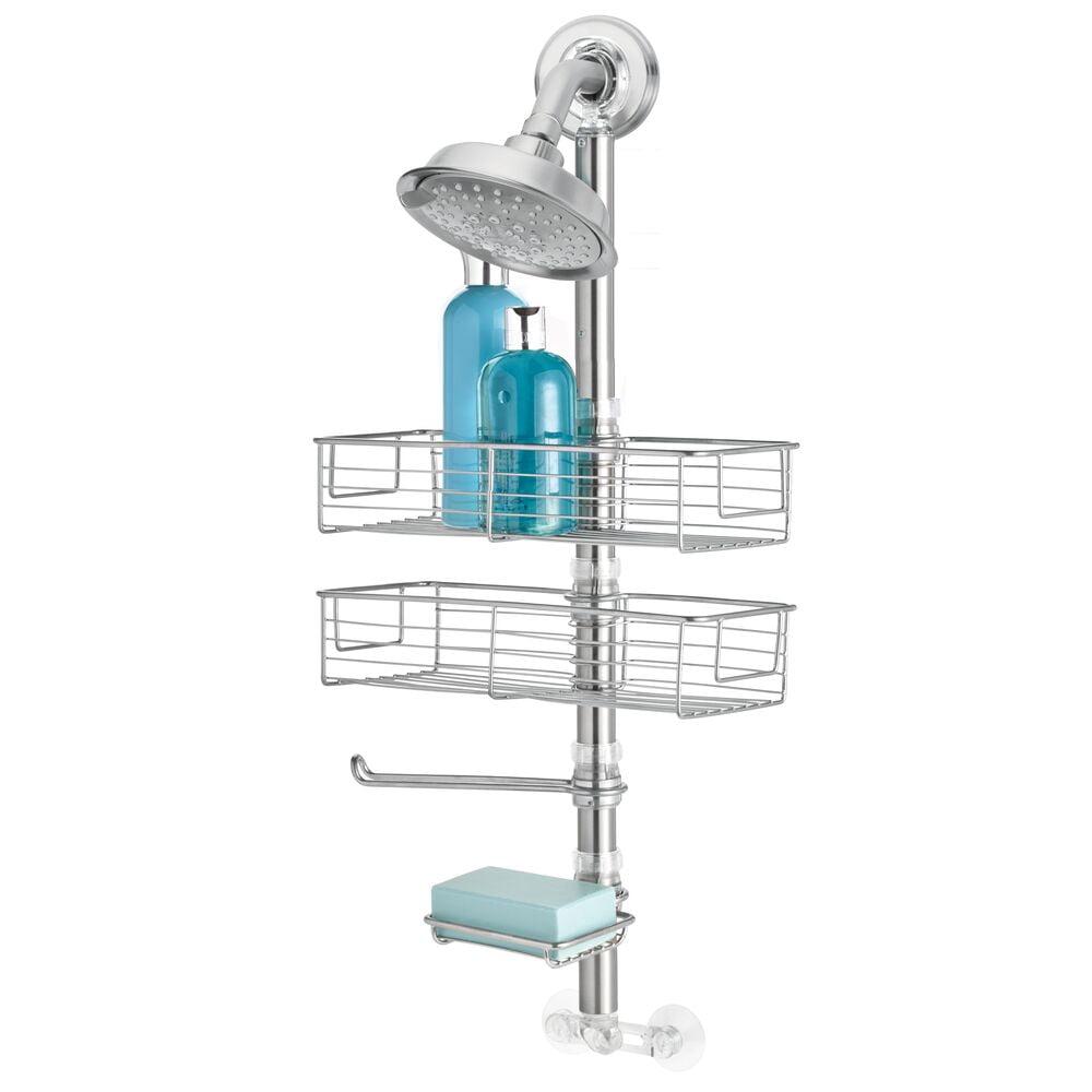 Brushed Stainless Steel Adjustable Shower Caddy with Suction Mount