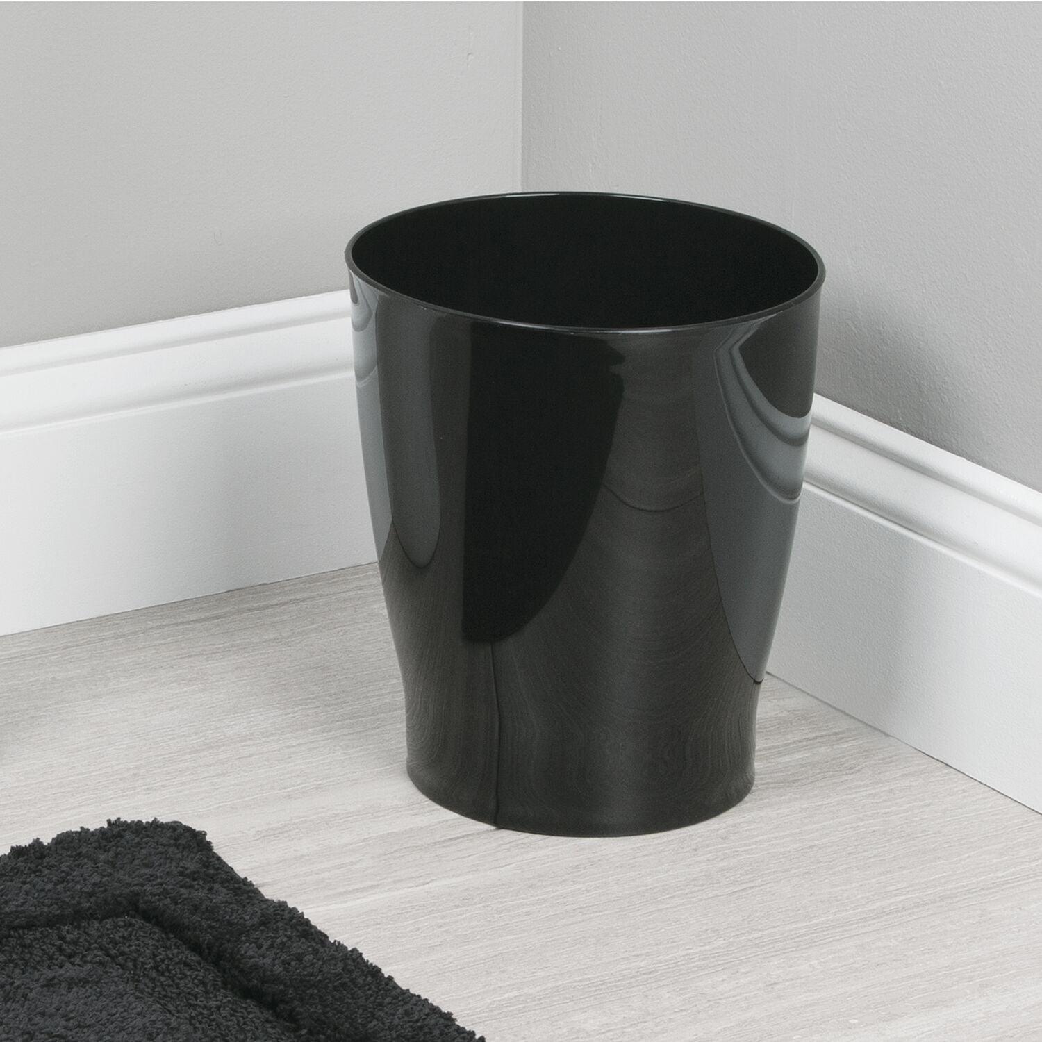 Black High-Gloss Plastic Wastebasket for Kitchen and Bathroom