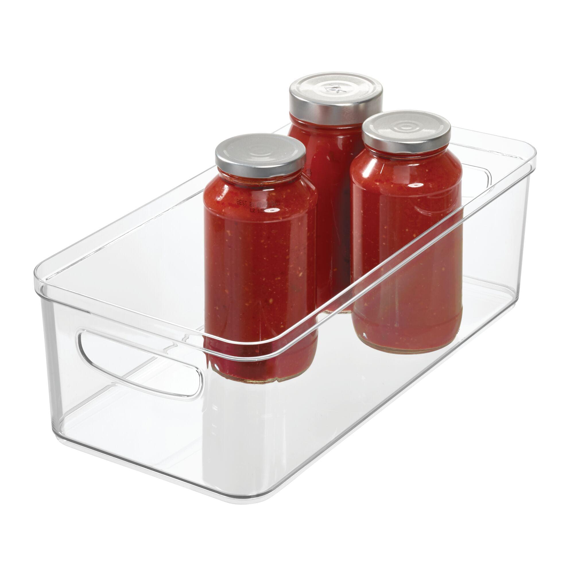 Clear Compact Modular Kitchen Organizer Bin with Integrated Handles