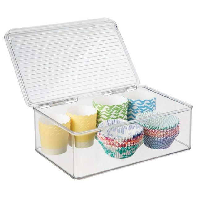 iDesign iDesign Kitchen Binz BPA-Free Plastic Stackable Organizer Box with Lid - 7.2" x 10.7" x 3.7", Clear