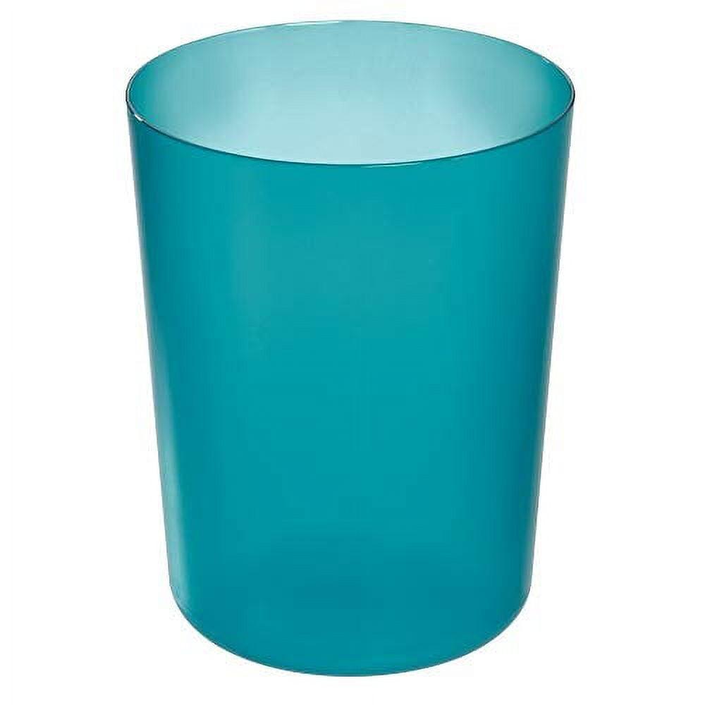 iDesign iDesign Finn Round Plastic Trash Can, Compact Waste Basket Garbage Can- Teal Blue