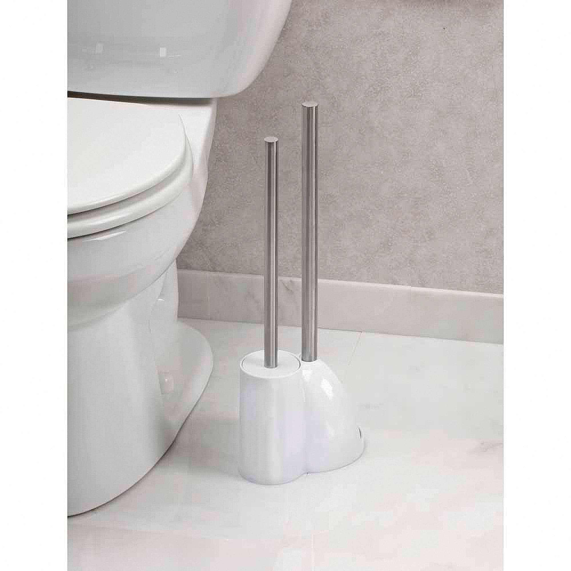 iDESIGN Toilet Brush with Holder and Plunger Set White