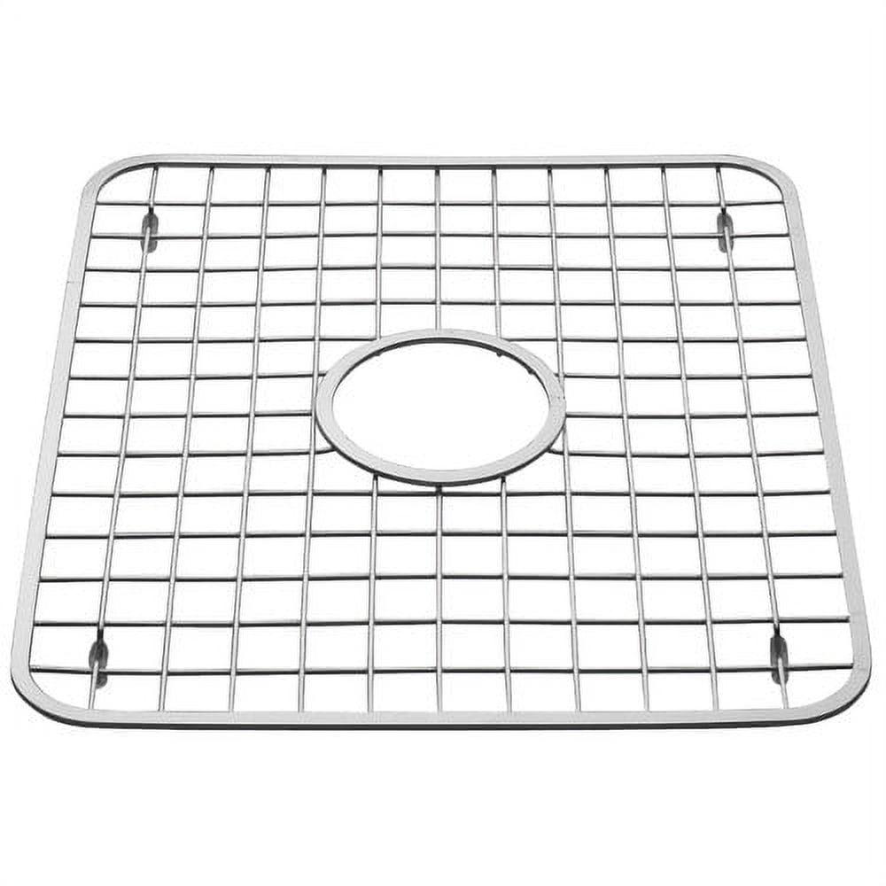 iDesign Gia Metal Kitchen Sink Protector Grid with Draining Hole, 12.75" x 11", Stainless Steel