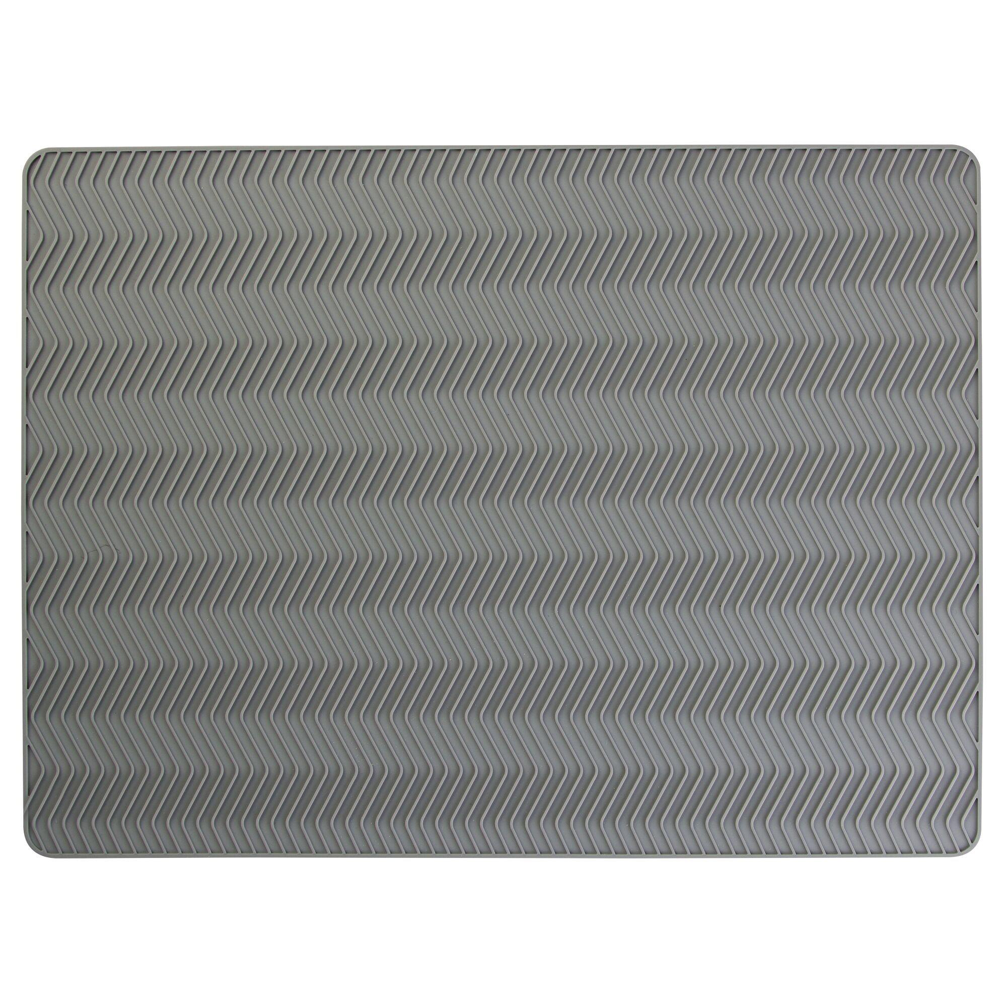 Large Gray Chevron Silicone Dish Drying Mat