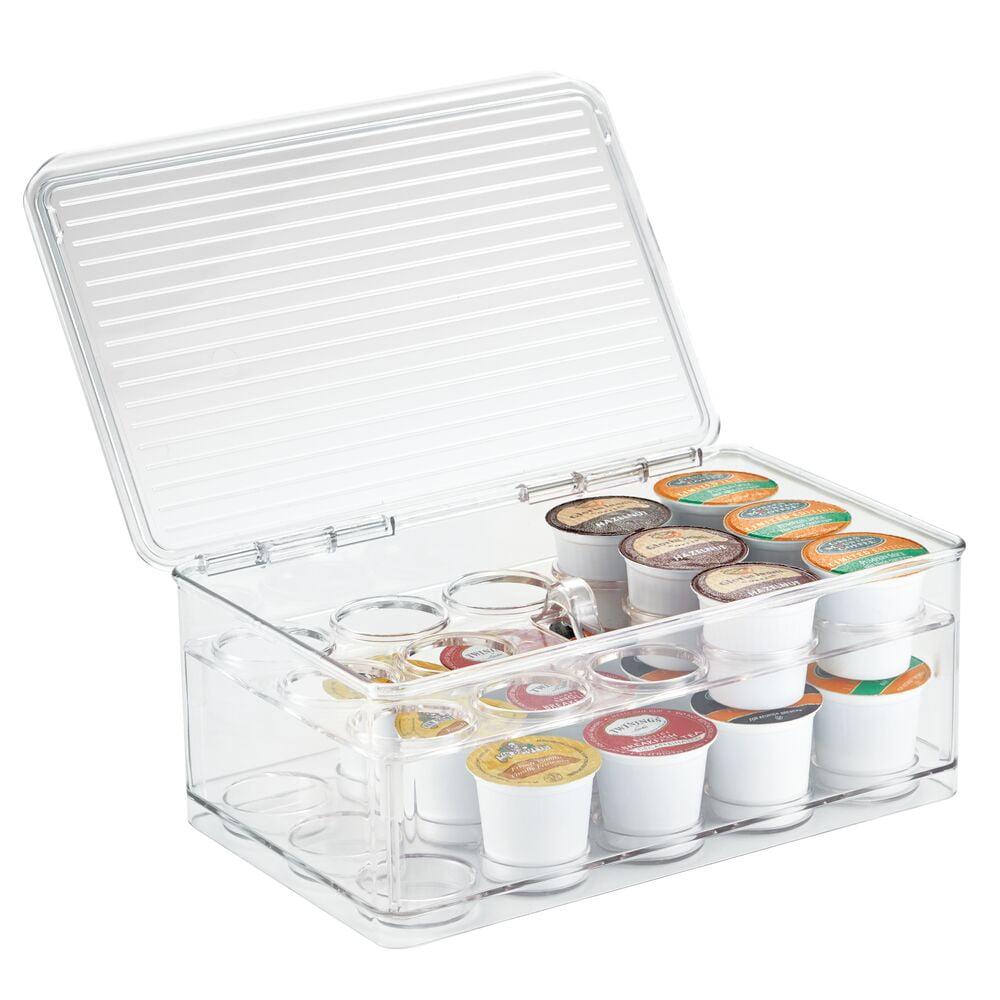 iDESIGN Plastic Tier Coffee Pod Organizer with Lid The Linus Collection Clear: Kitchen Cabinet Storage, 11x7x4, Spot Clean