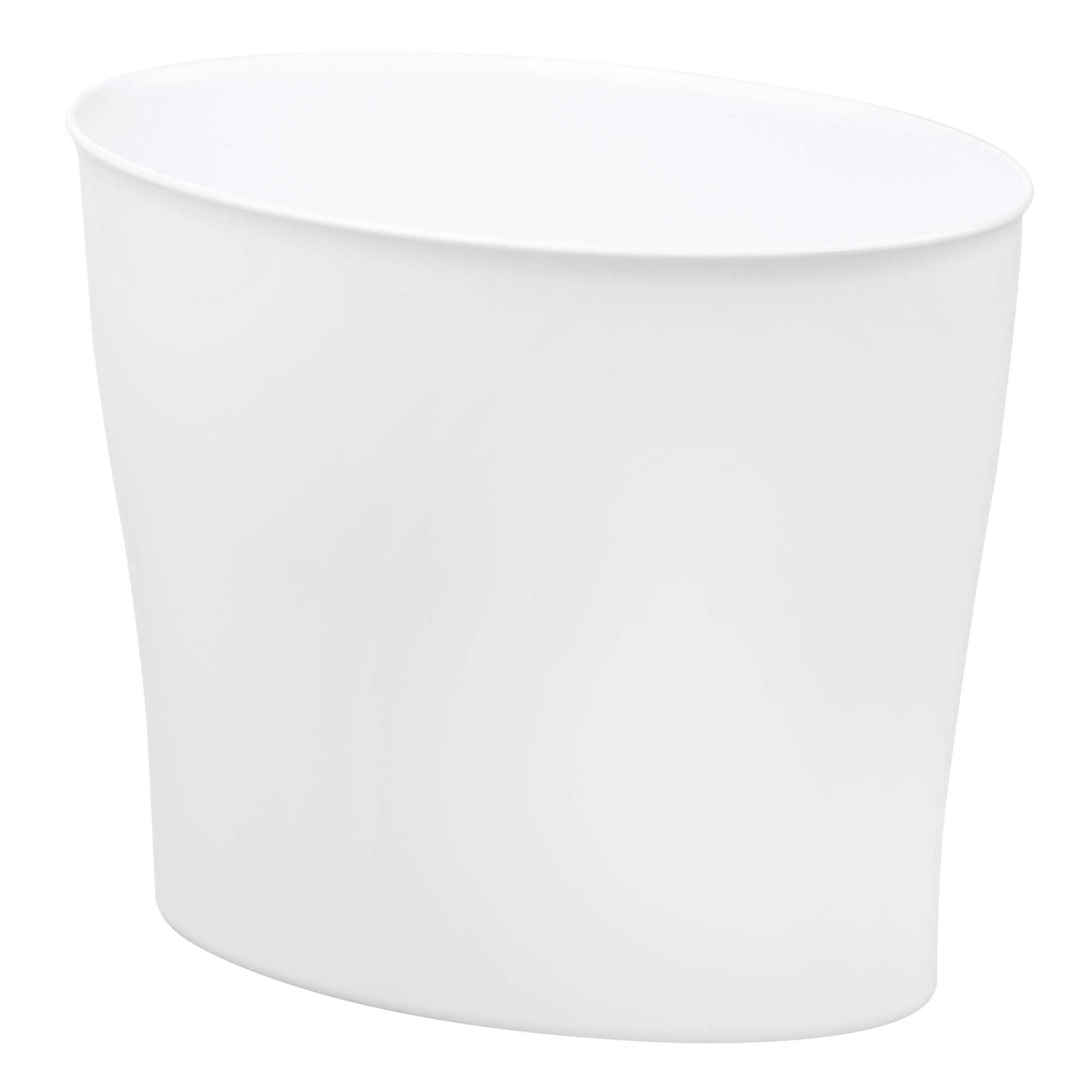 White Plastic Oval Bathroom Wastebasket