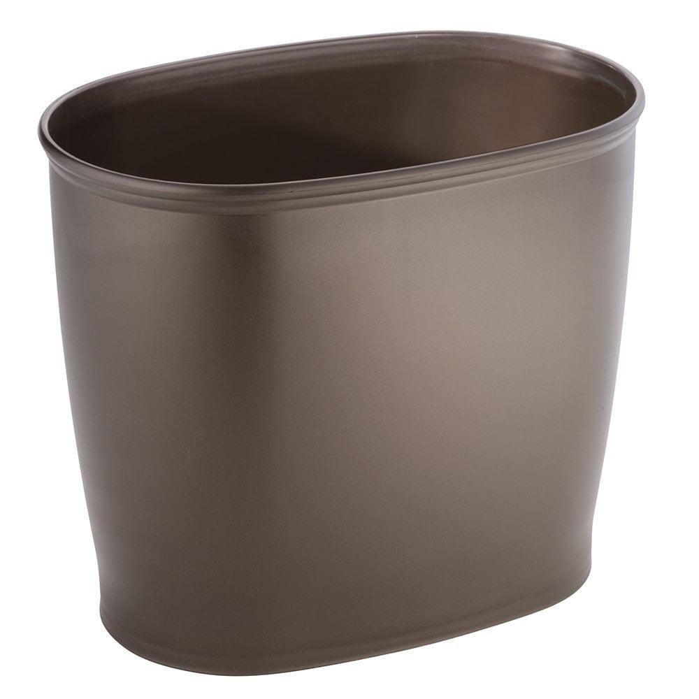 Bronze Oval Plastic Wastebasket for Bathroom, 12" x 8" x 10"