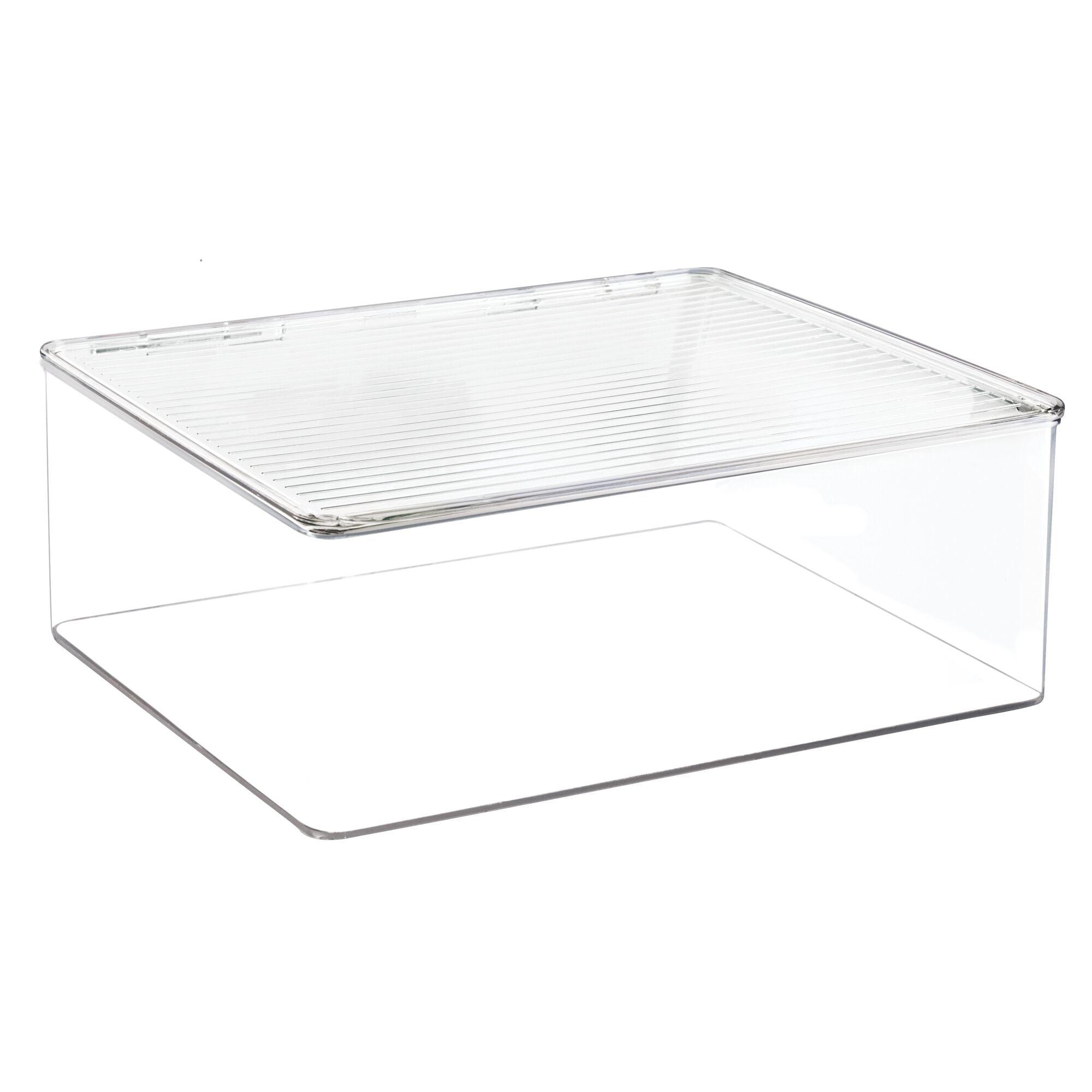 Clear Recycled Plastic Stackable Lidded Storage Bin